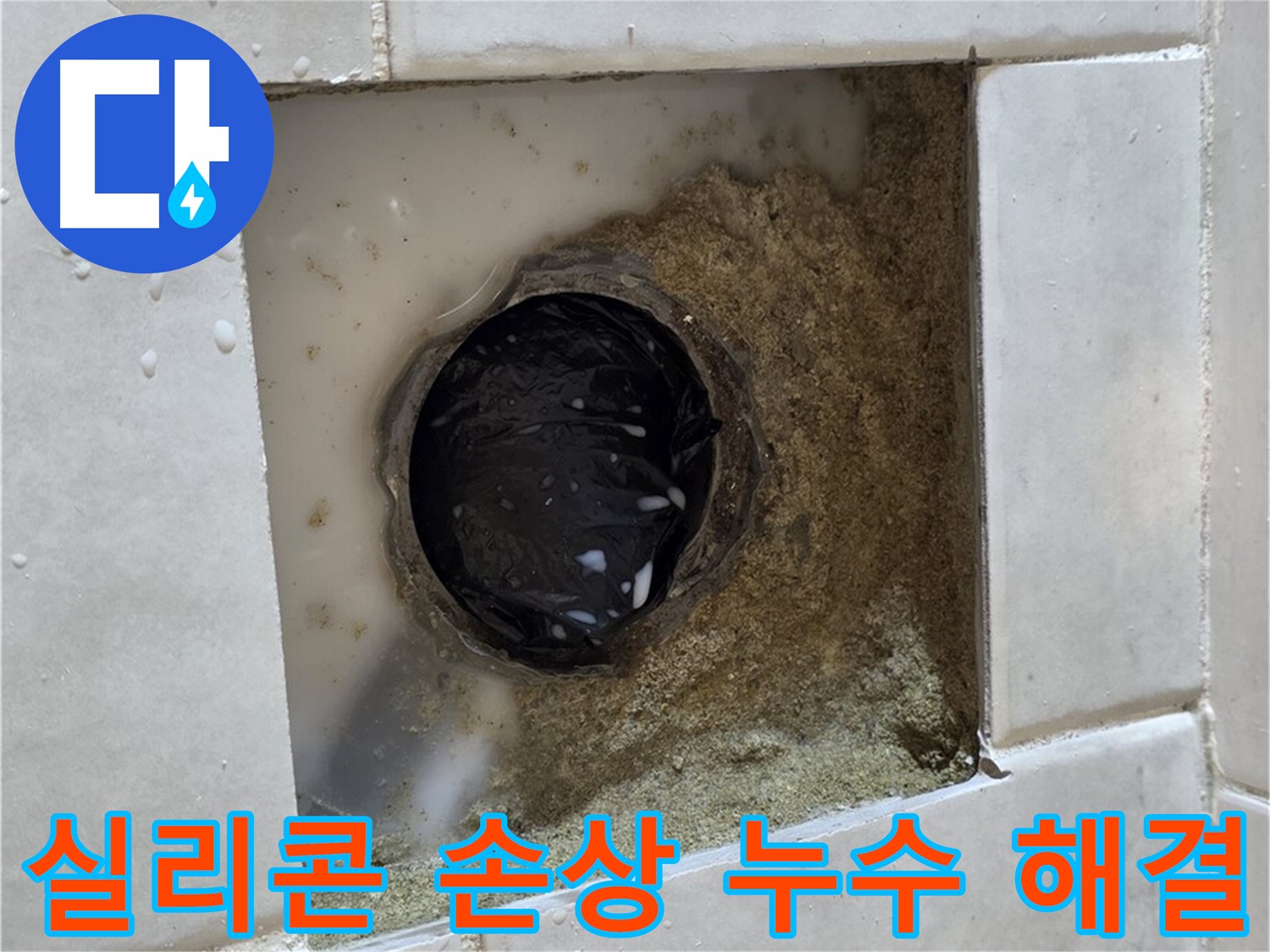 과천 문원동 욕실 하수구 주변 실리콘 손상 누수 - 손상된 실리콘 틈새의 물, 숙련된 기술로 확실하게 해결 완료