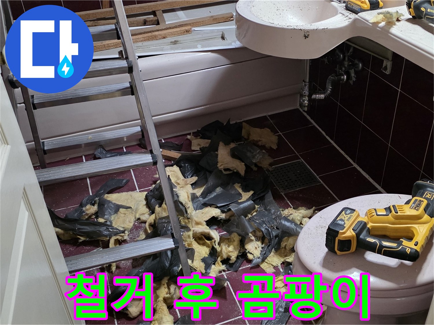화도읍 두산아파트 욕실 철거 후 드러난 곰팡이 - 완벽 제거 및 방수 시공