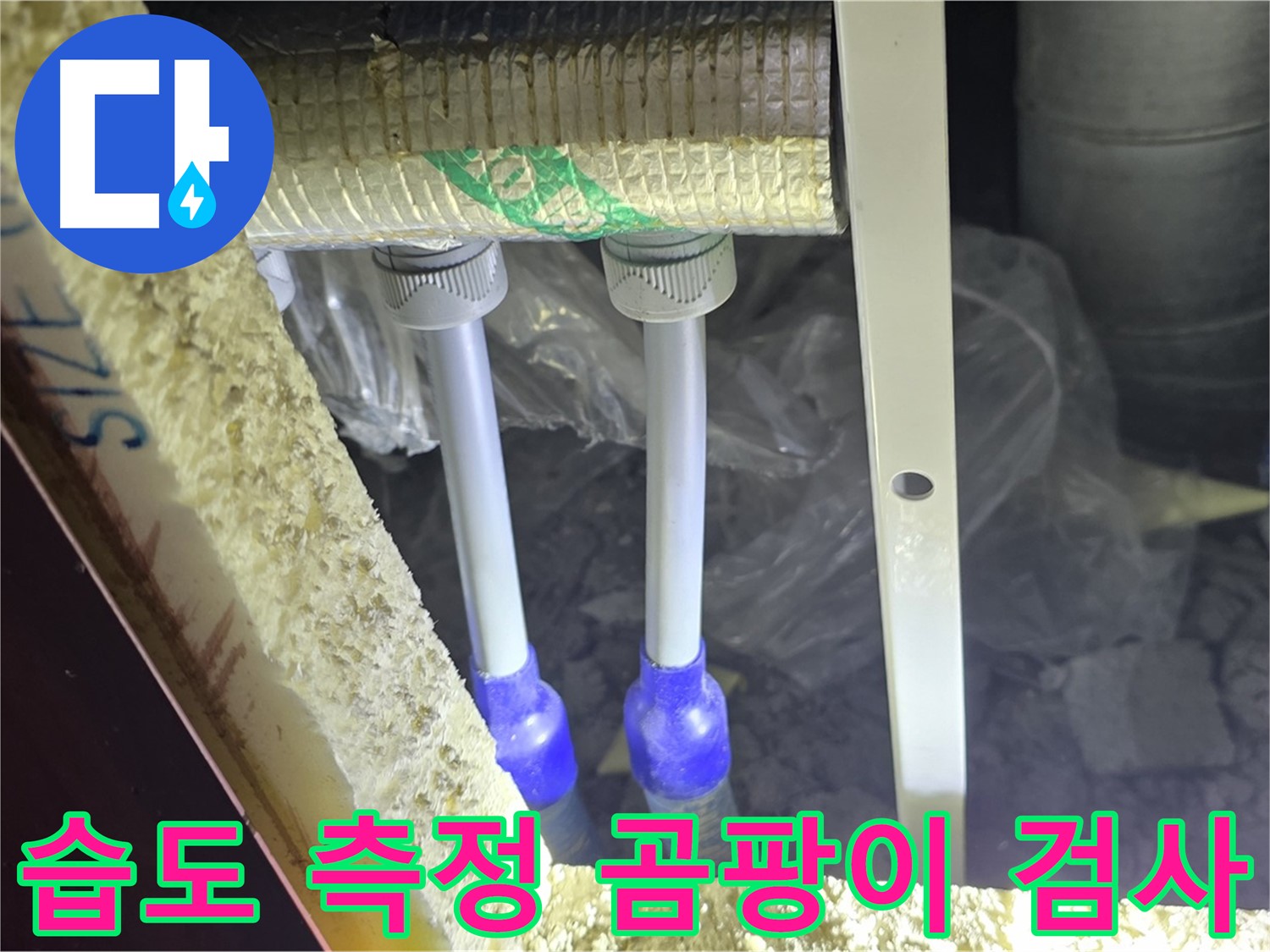 삼숭동 양주자이 누수 - 배관 주변 습기 측정 및 곰팡이 발생 부위 확대 검사