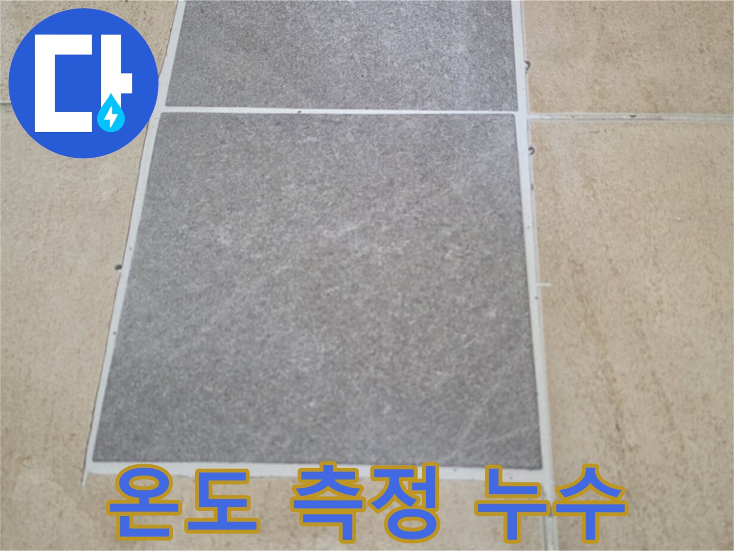 양주 삼숭동 아파트 - 타일 틈새의 온도를 측정하여 누수와의 연관성을 분석하고 있습니다.
