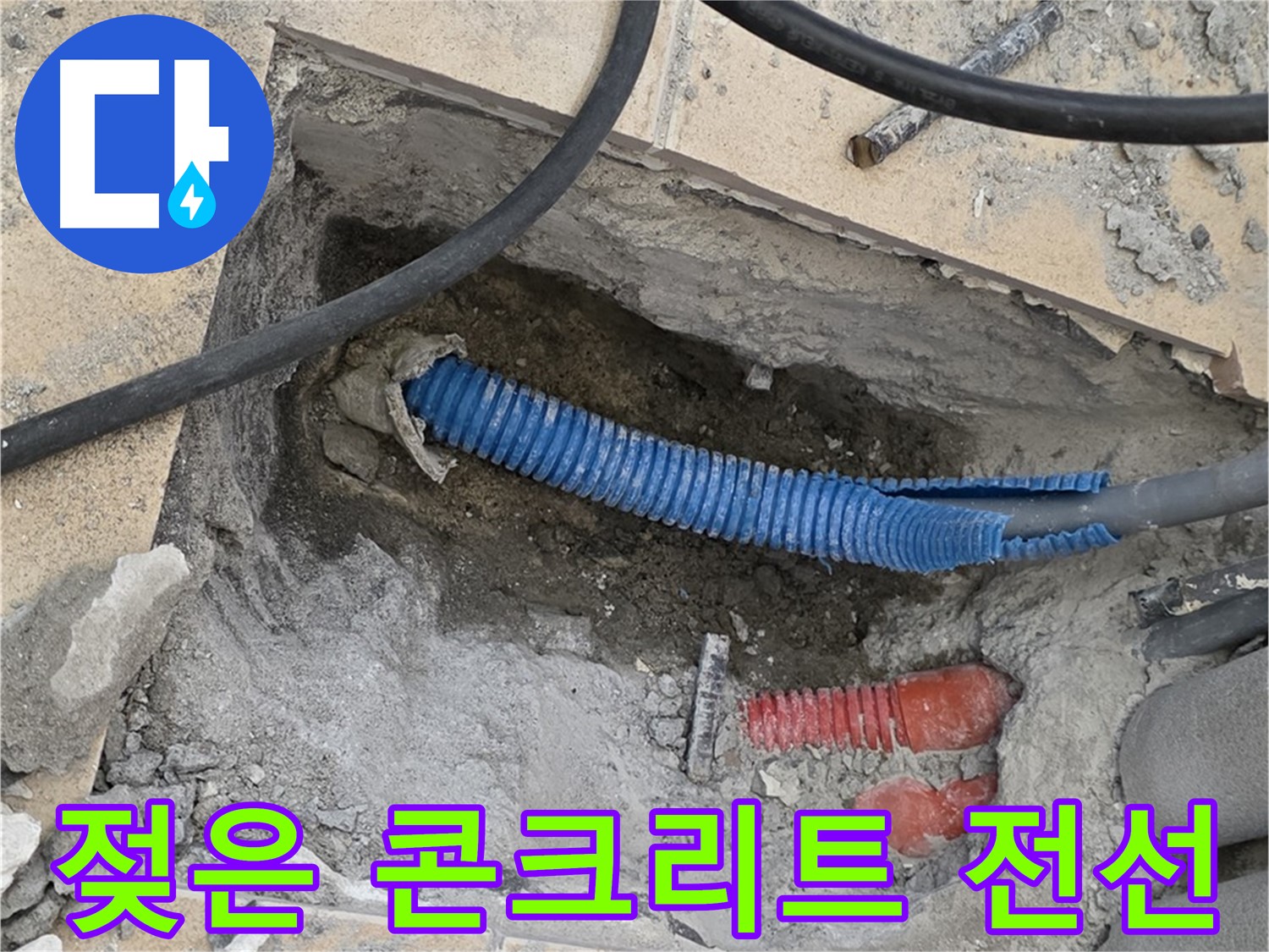 양주 삼숭동 자이아파트 누수 - 젖은 콘크리트와 꼬불거리는 전선관