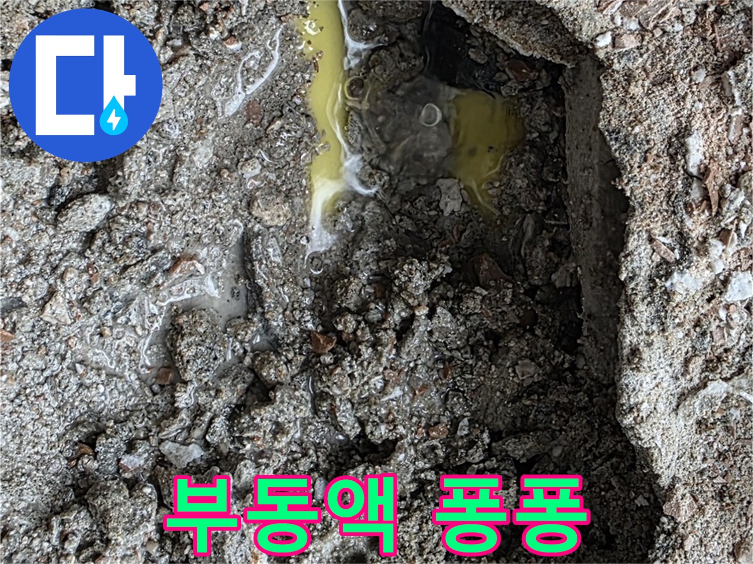 길음동 숭인로 누수 - 땅속에서 노란 액체가 퐁퐁, 부동액 누수 가능성에 긴급 조치!