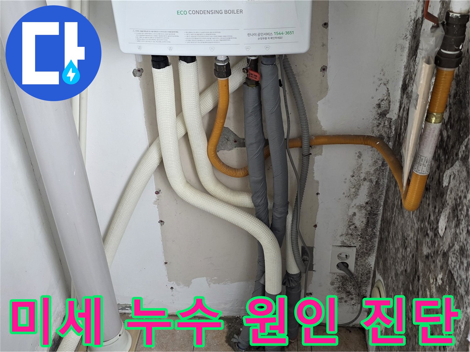 길음동 아파트 누수 탐지 - 곰팡이 벽, 낡은 보일러 배관 연결부 미세 누수 원인 정확히 진단 실시