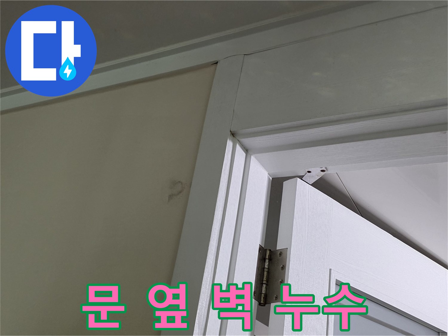 분당 운중동 산운마을 - 문 옆 벽에서 발견된 누수 - 누수 원인을 정확히 파악하여 완벽하게 차단합니다.