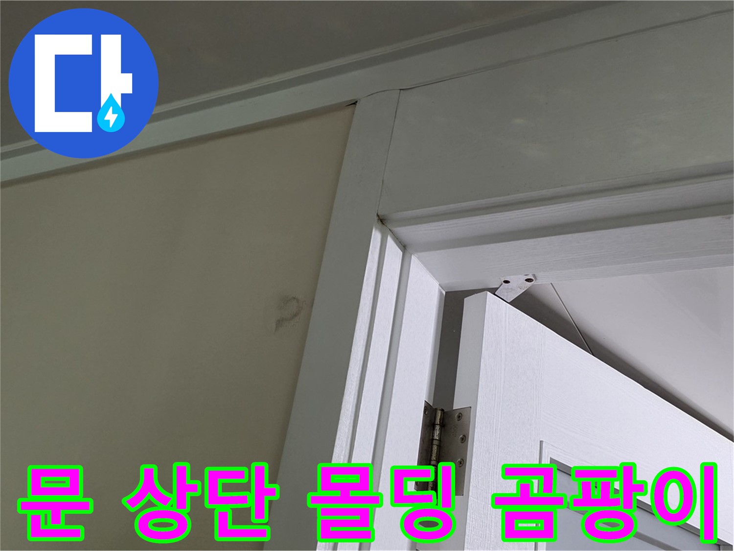 분당 운중동 산운마을 아파트 - 문 상단 몰딩의 곰팡이 - 꼼꼼한 점검과 정확한 공사로 완벽하게 해결합니다.