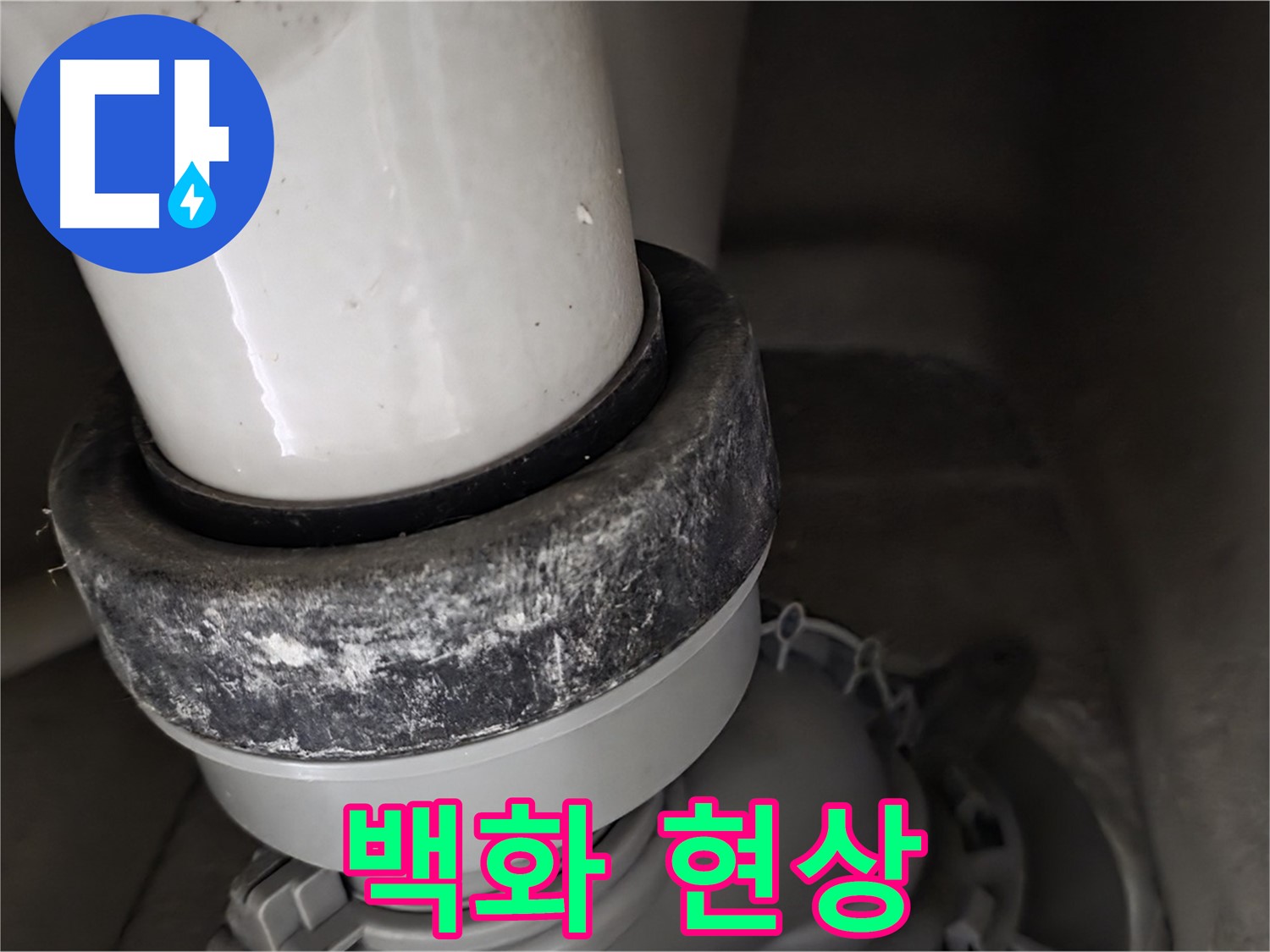 성남시 분당구 운중동 산운마을 변기 누수 - 정심 부속 주변에 하얀 백화 현상