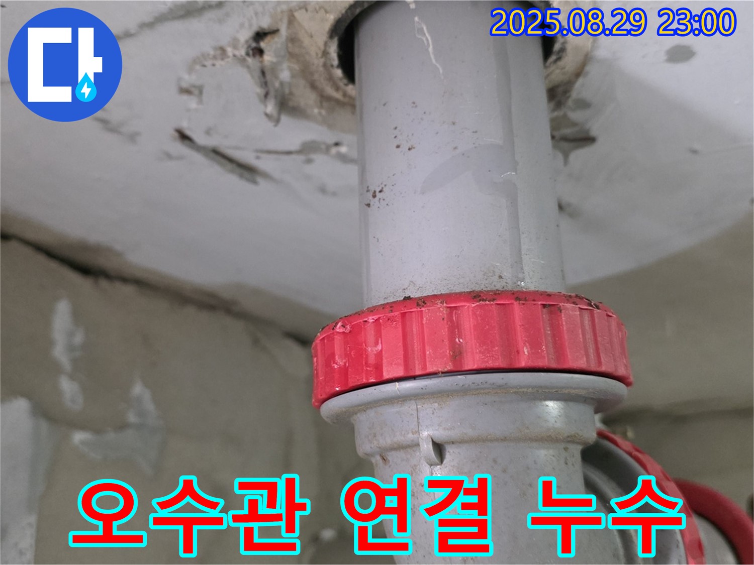 양주 백석 서광아파트 누수 - 싱크대 오수관 연결 부위에서 누수 확인