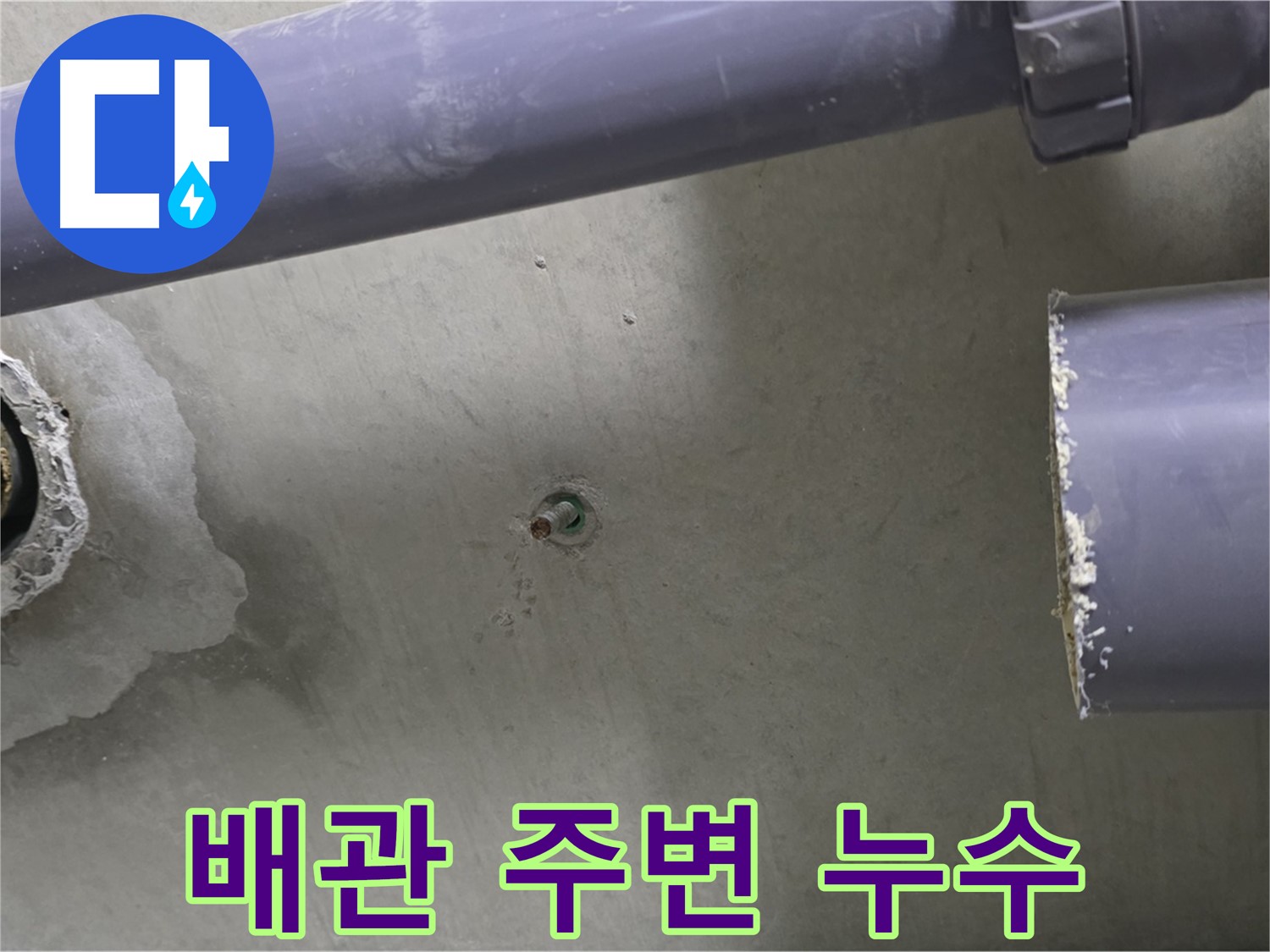 분당 운중동 산운로 산운마을6단지 아파트 누수 현장에서 배관 주변의 누수 흔적을 보여주는 사진 - 꼼꼼한 관찰로 누수를 찾아냅니다.