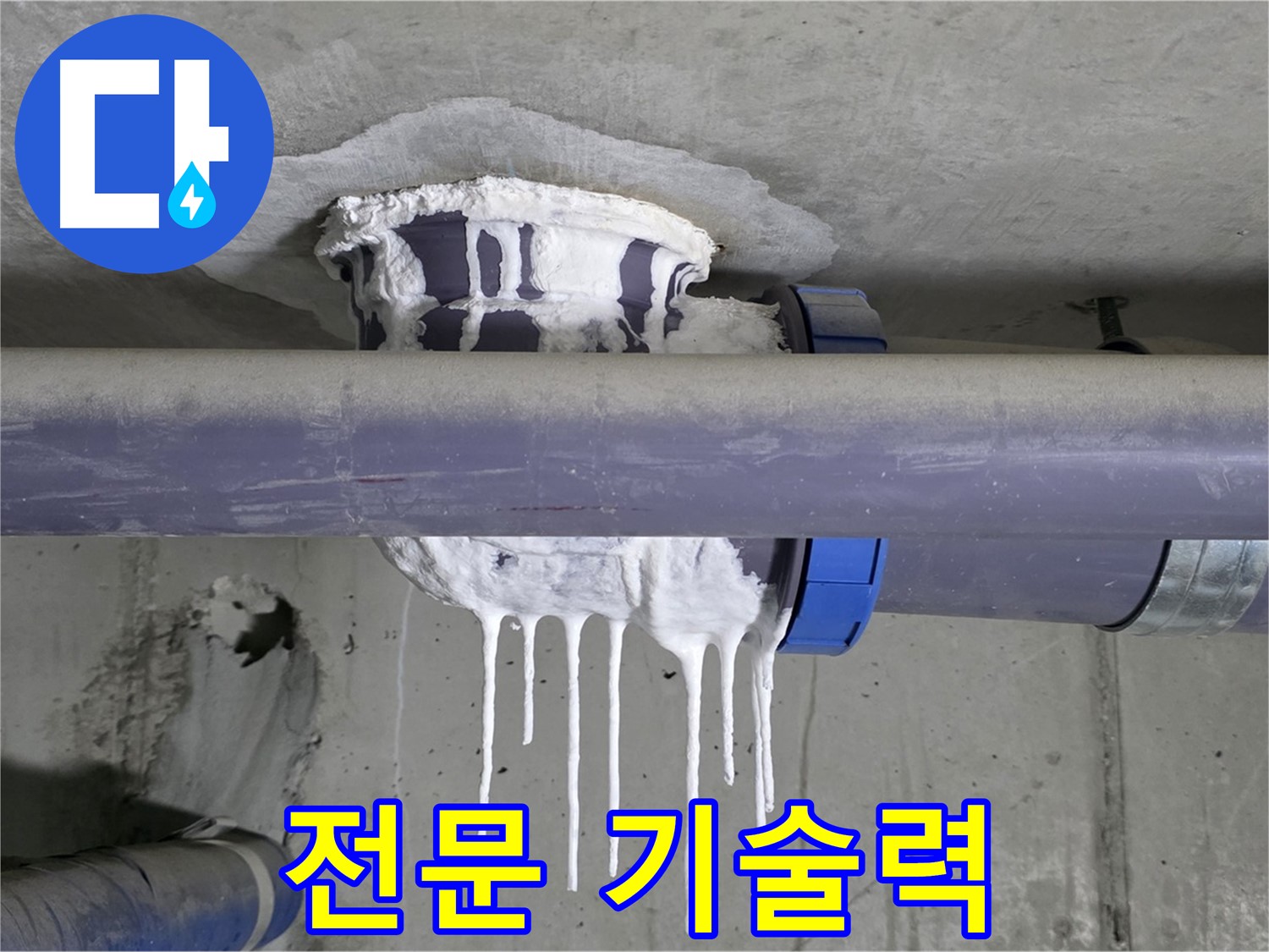 전문 기술력 - 배관 누수 문제를 숙련된 기술자가 해결하는 모습입니다.