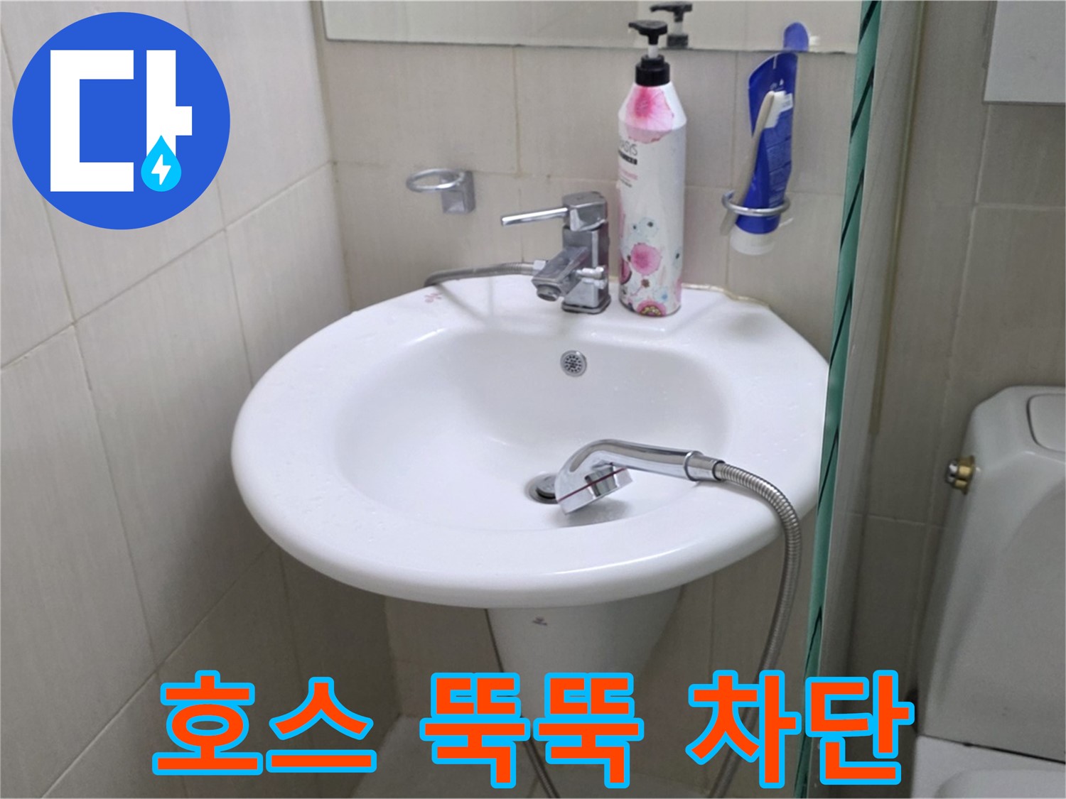 세면대 샤워기 호스에서 뚝뚝 떨어지는 누수 - 신속하게 방문하여 완벽하게 차단했습니다.