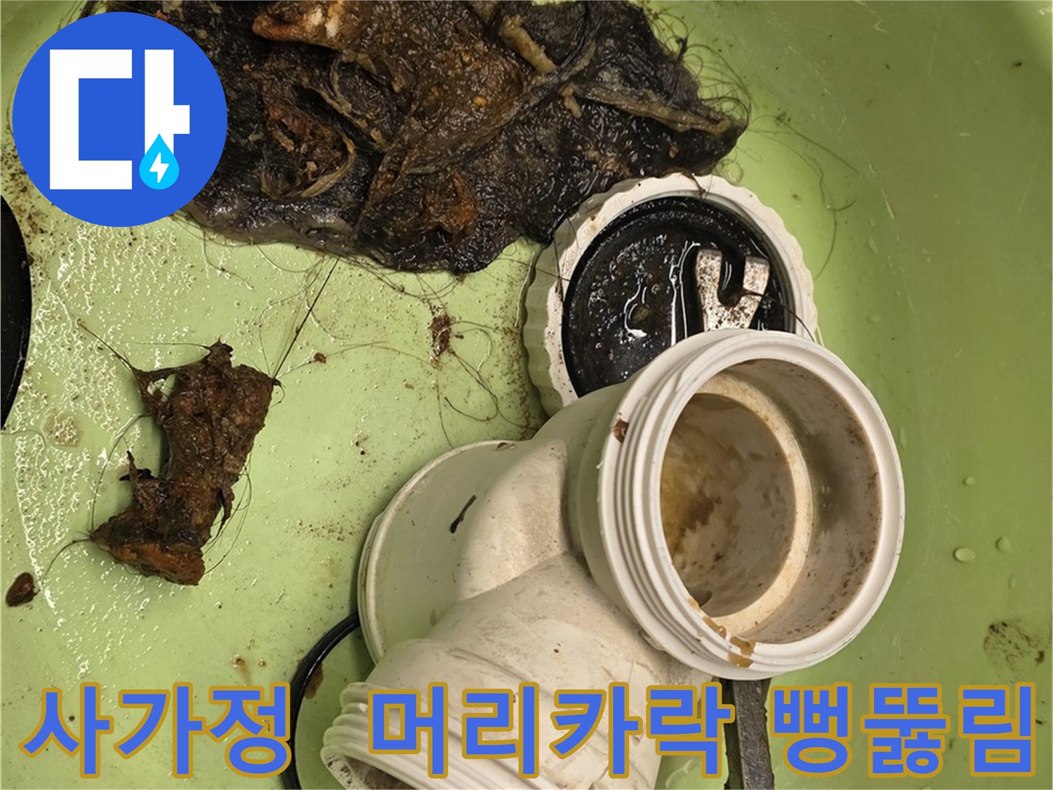 사가정 배관 속 머리카락 제거 및 배수 테스트 완료