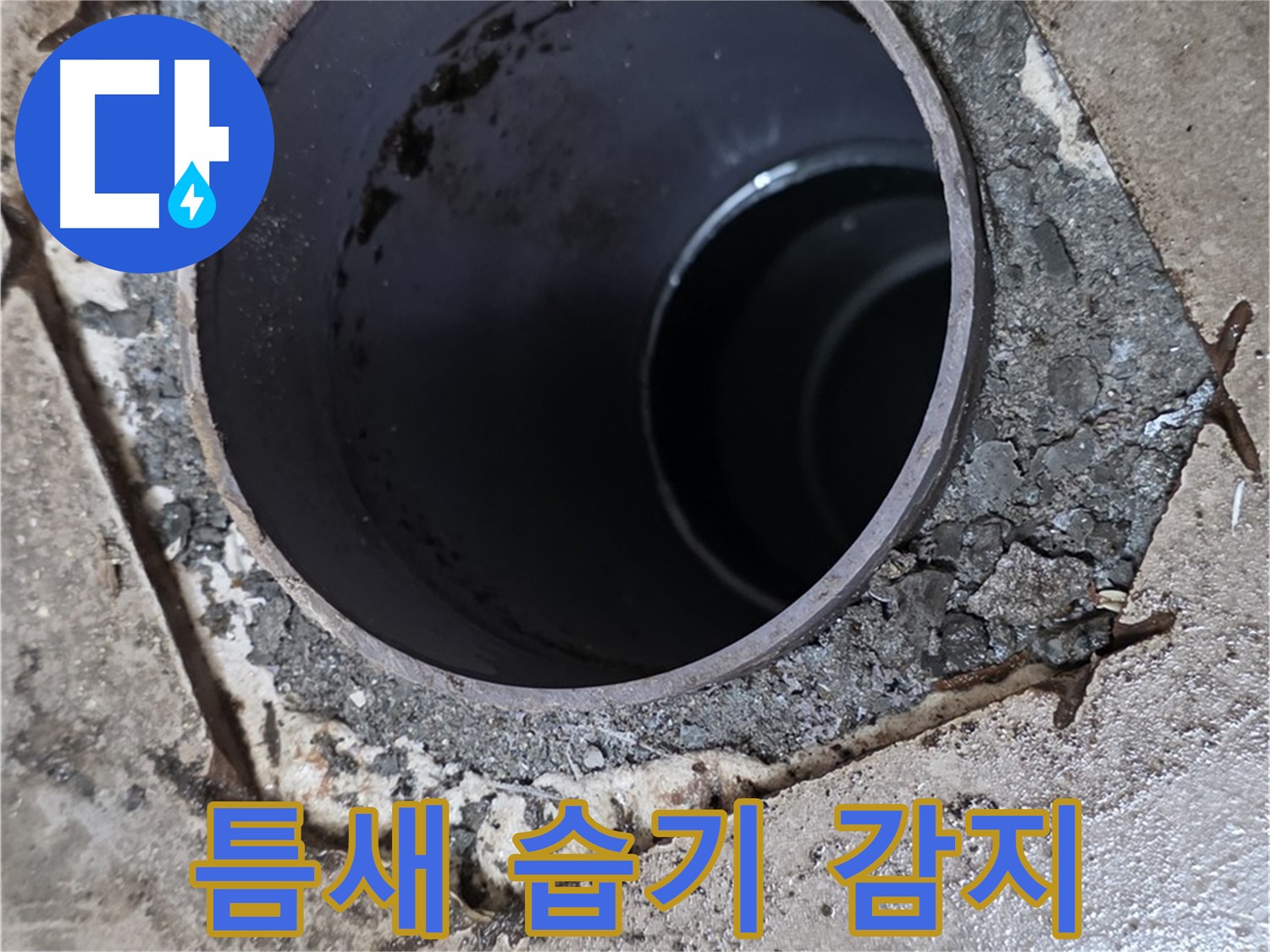 욕실 하수구 배관 주변 틈새 - 습기 감지, 누수 의심