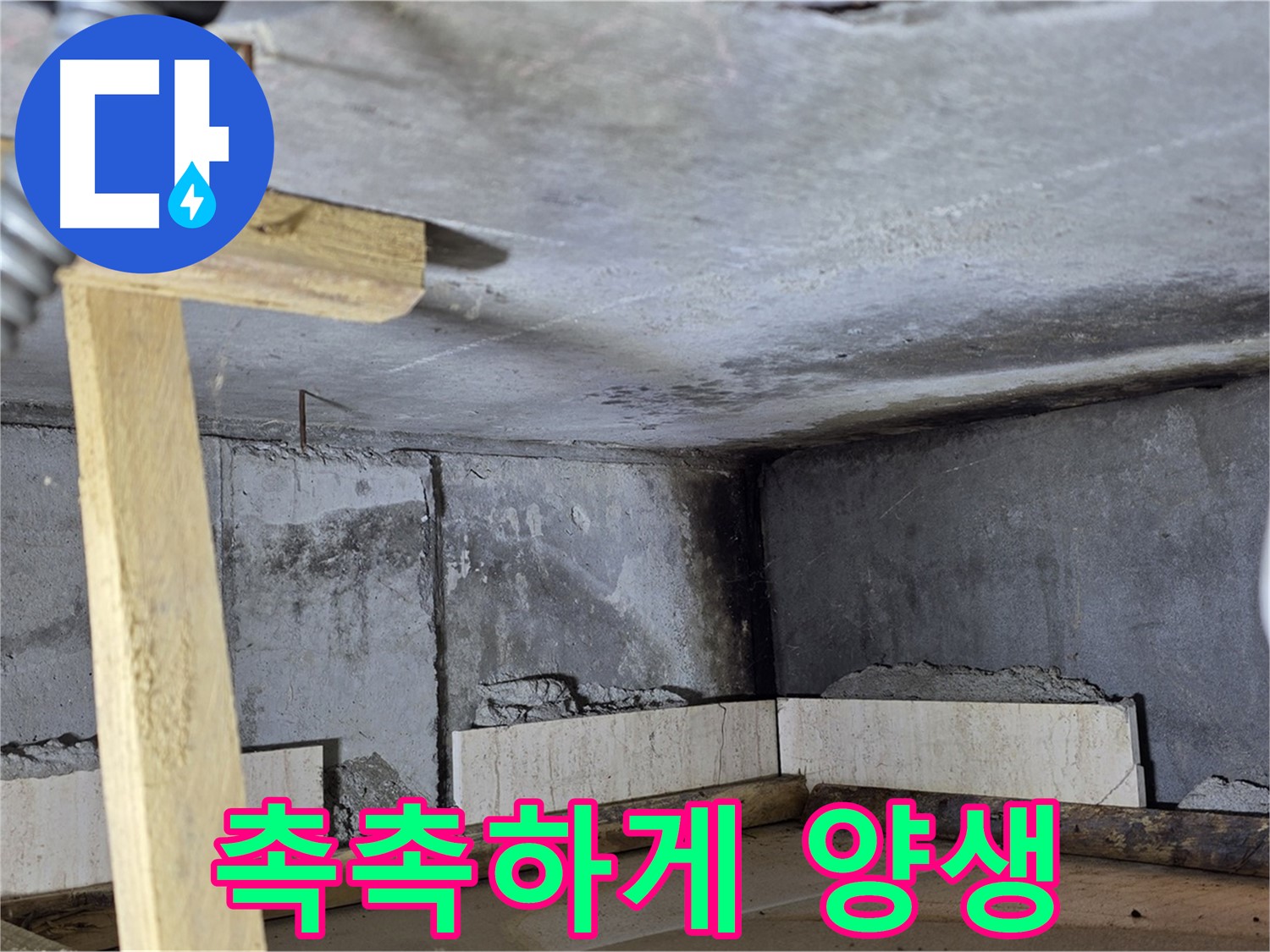 욕조 조적 시멘트 양생 - 습도 유지하며 천천히 굳히기