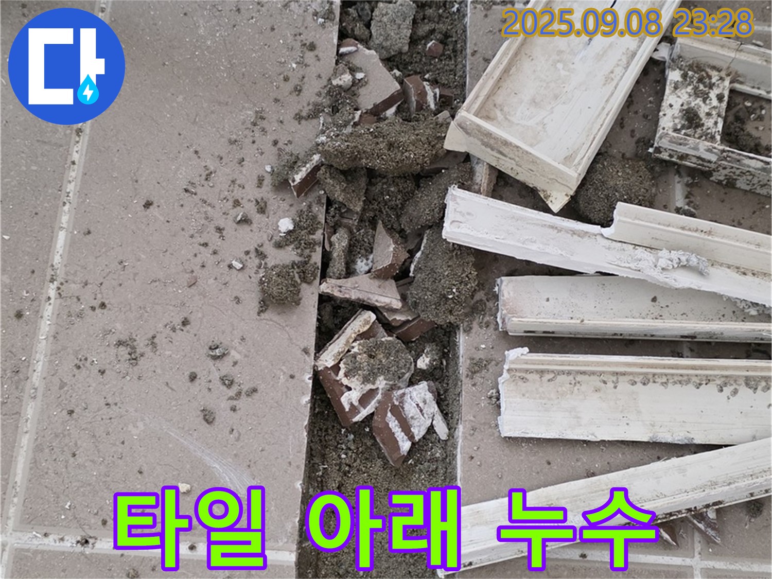 포천 일동기산베스트빌 아파트 욕실 누수 - 타일 아래 숨겨진 배관 누수 지점 확인