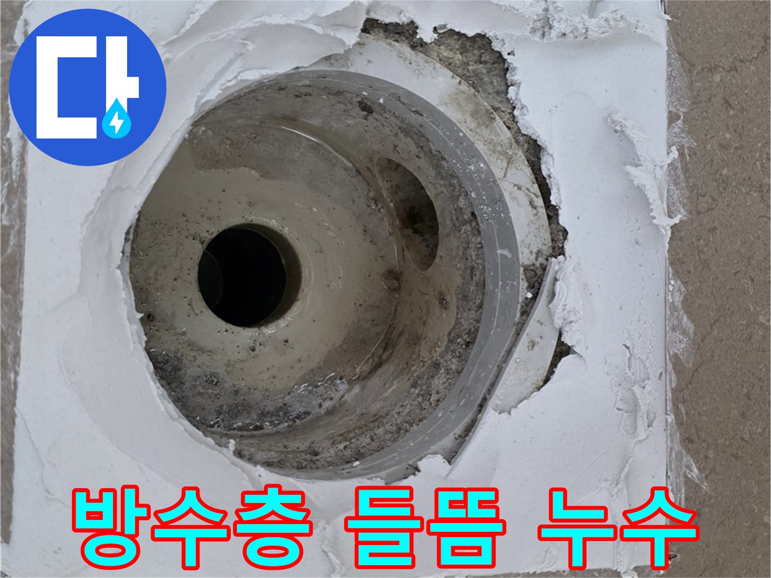포천 일동면 아파트 - 배수구 주변 방수층 들뜸 및 손상으로 인한 누수