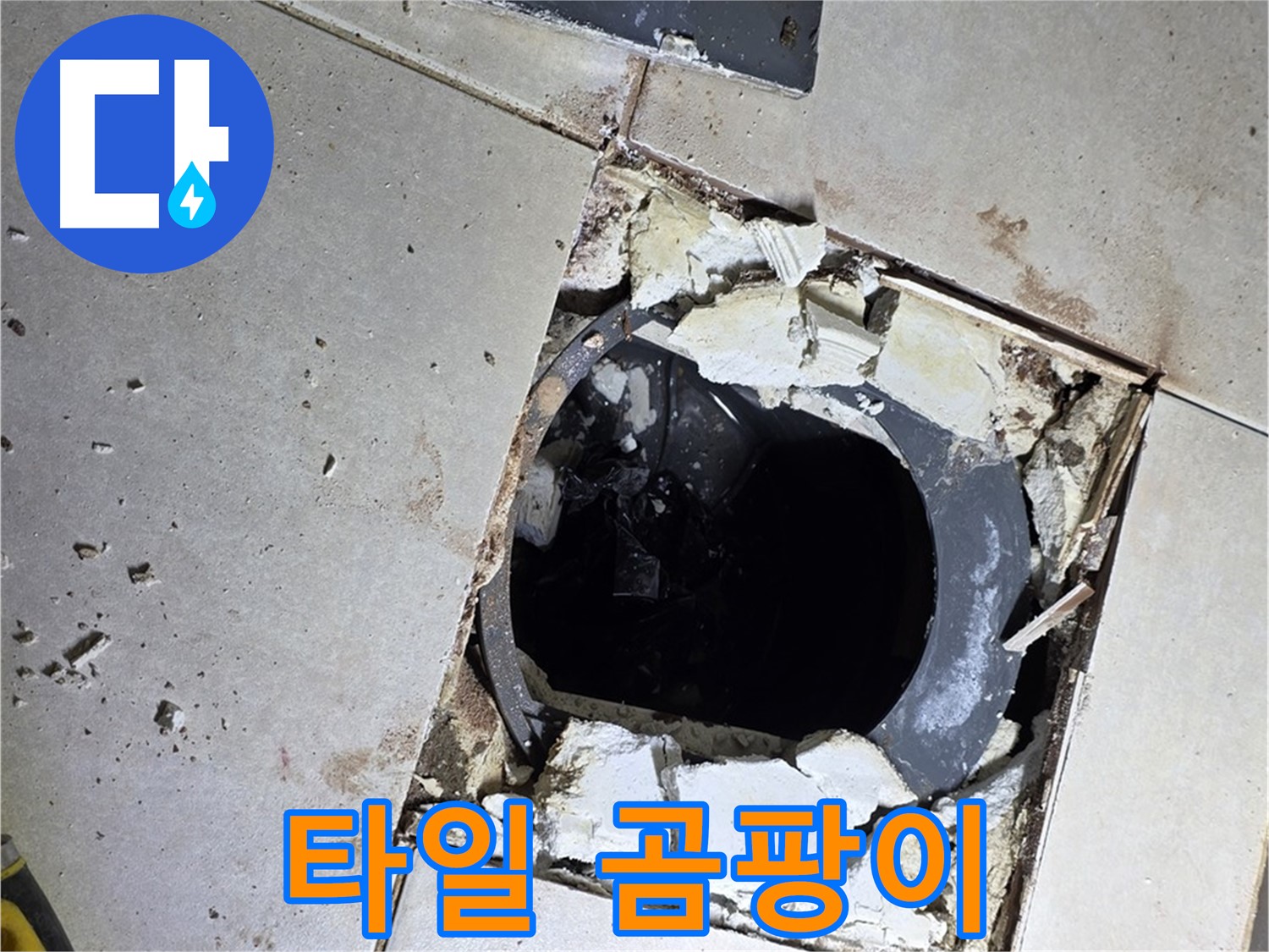 양주 옥정동 욕실 누수 - 율정마을13단지 배수구 주변 깨진 타일과 곰팡이의 습격
