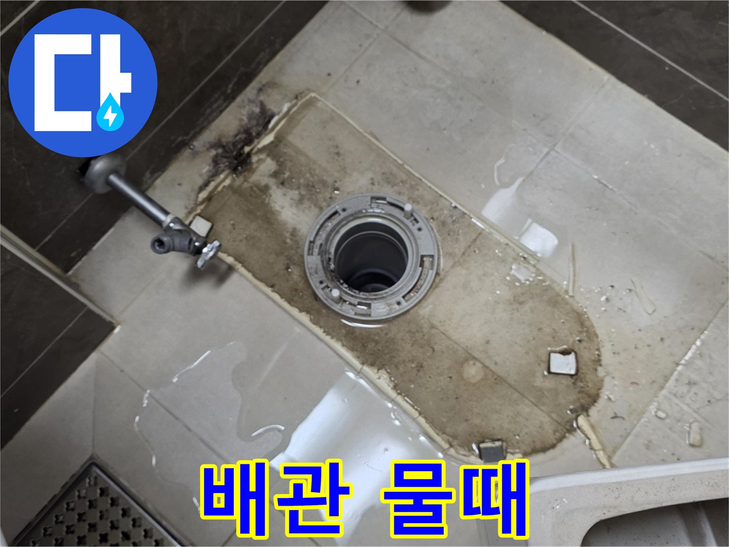 옥정 율정마을 아파트 변기 누수 - 철거 후 배관 연결부 주변 물때 심각
