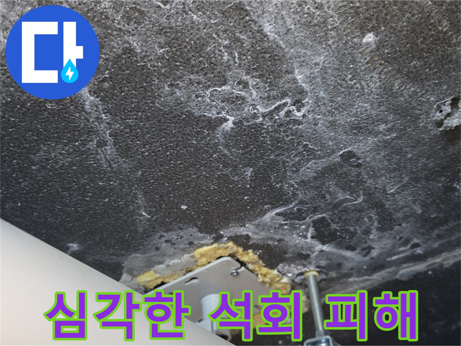운정어반프라임 누수 - 천장 누수로 인한 심각한 석회 피해 현장