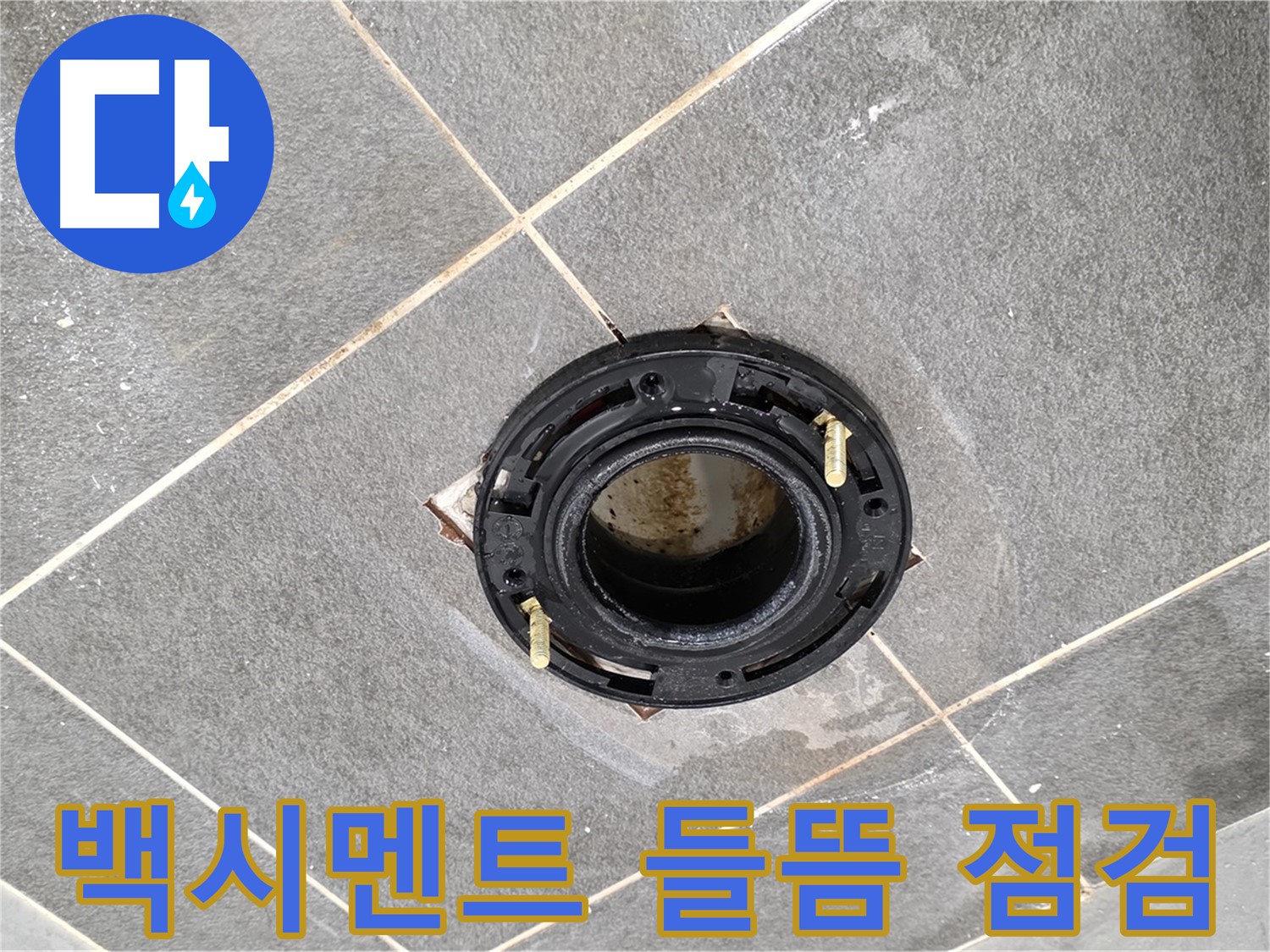 운정에서 변기 하부 백시멘트 들뜸 현상을 점검하는 모습 - 누수 신호일 수 있으므로 꼼꼼한 확인이 필요합니다.