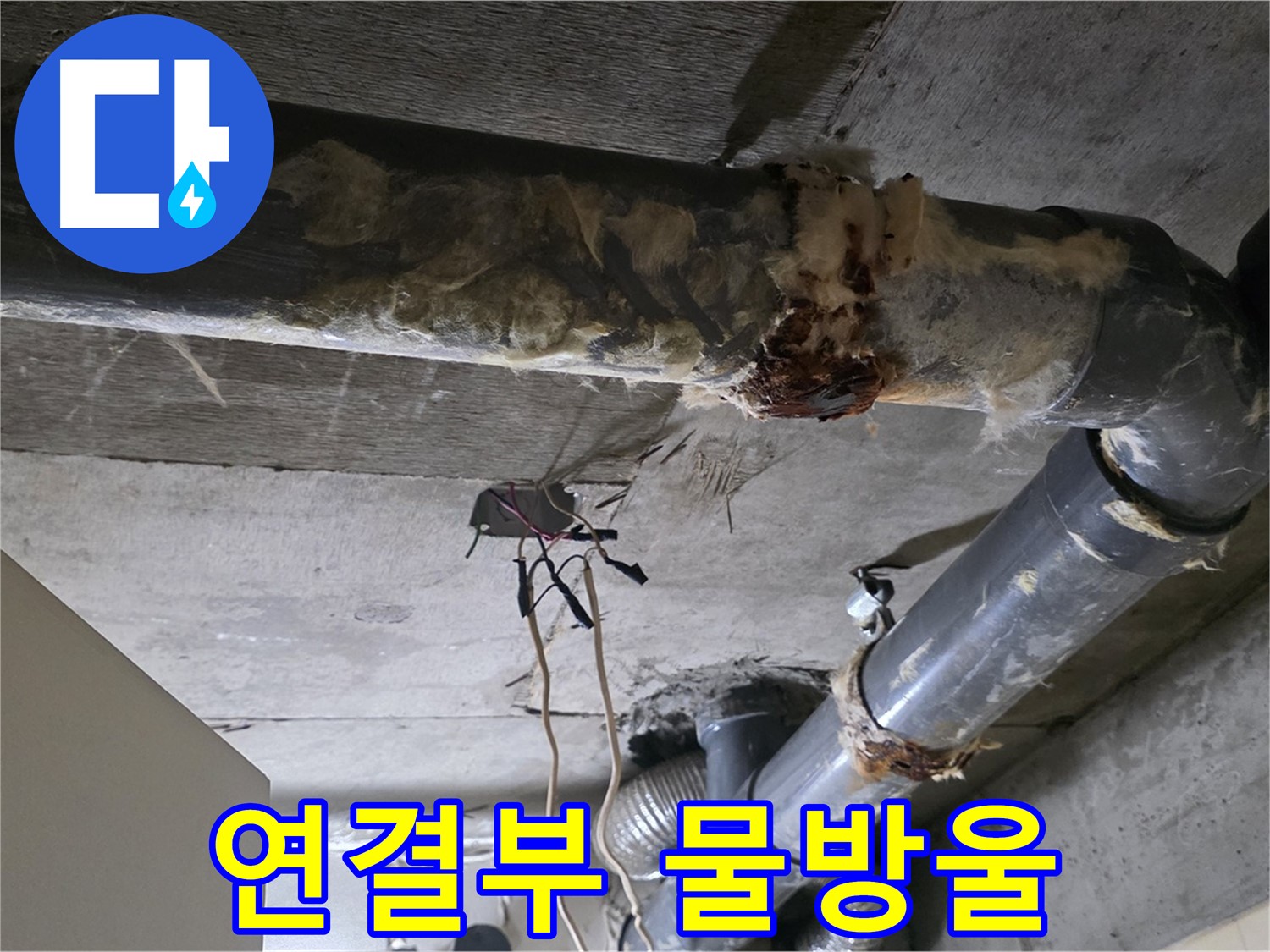 신사동 현대아파트 누수 - 오수 배관 연결부 물방울 누수