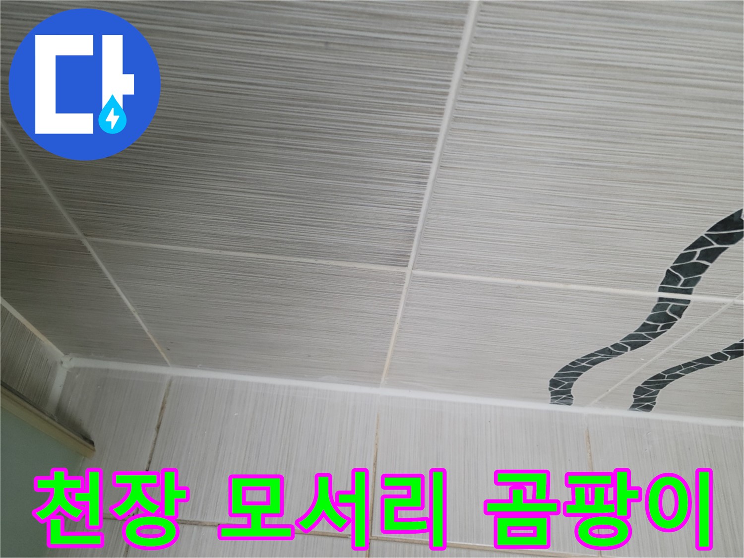 동두천 누수 - 베란다 천장 모서리 부분에 물이 맺혀서 곰팡이가 생기려고 하는 것을 확인했습니다.