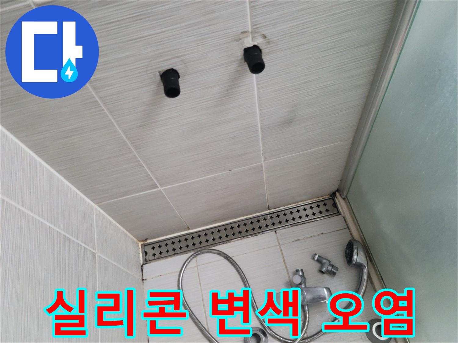 동두천 신창비바 - 샤워기 주변 실리콘 변색 및 오염 심각
