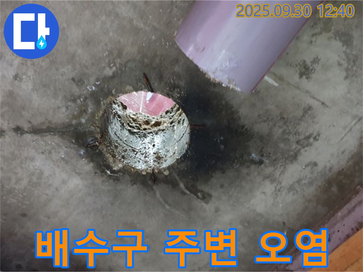 덕도리 배수구 누수 - 배수구 주변 오염으로 인한 문제 발생