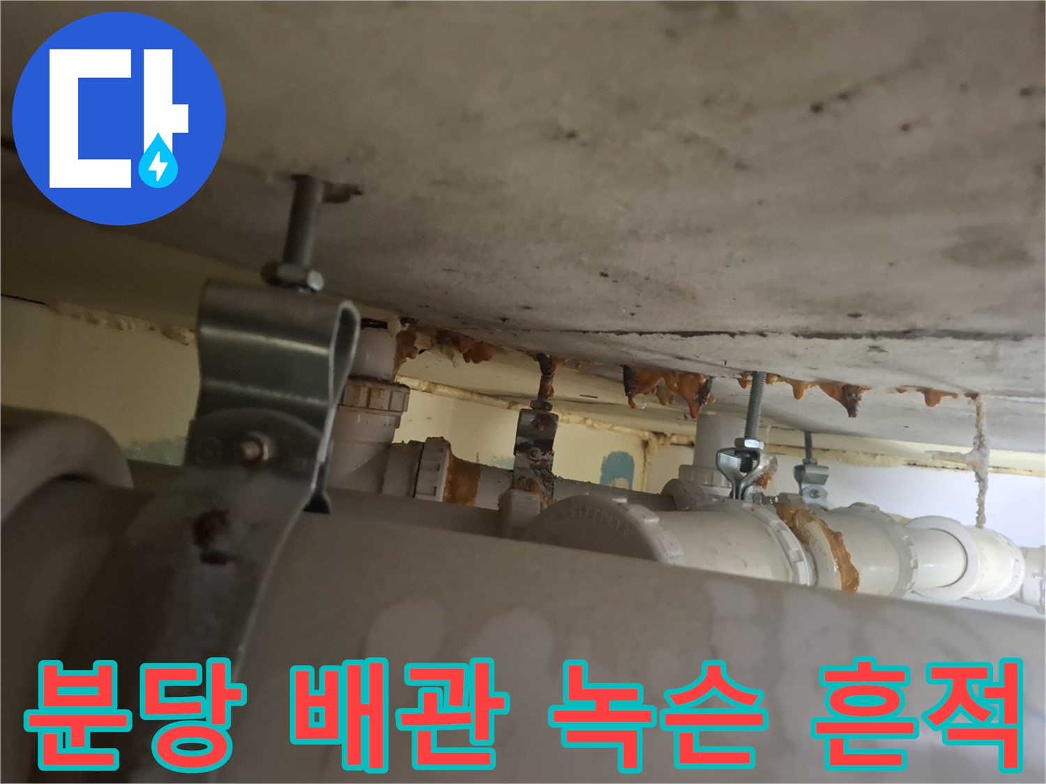 분당 봇들마을 아파트 - 배관 점검 중 녹슨 흔적, 누수 위험