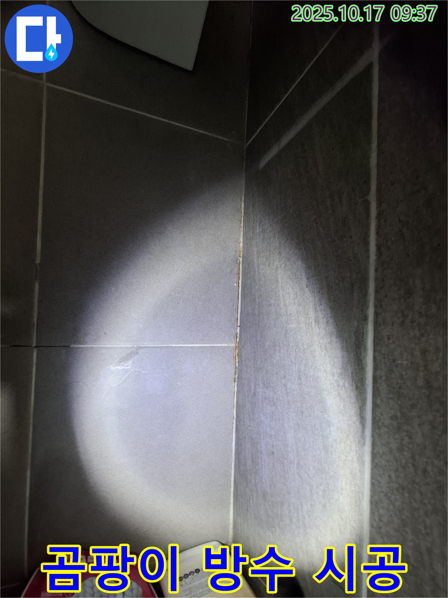 분당 봇들마을 아파트 욕실 타일 틈새 누수 - 곰팡이 제거 후 꼼꼼한 방수 실리콘 시공으로 완벽하게!