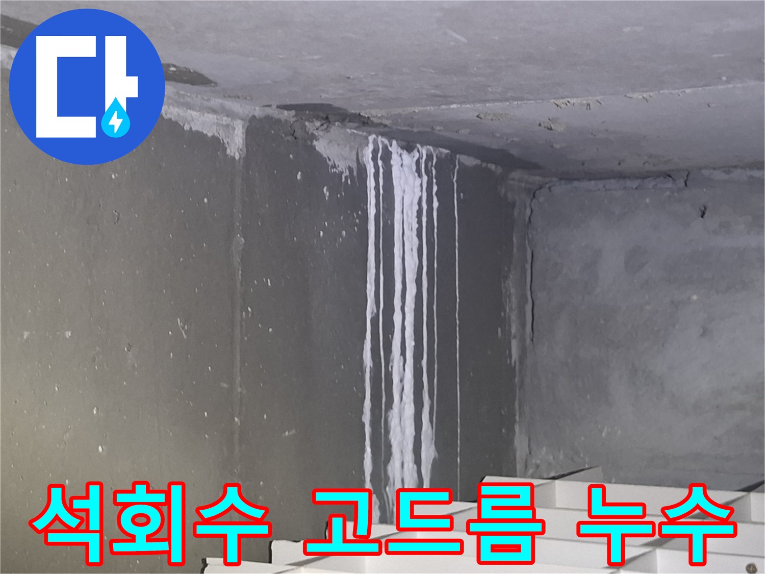 분당구 삼평동 주차장 누수 - 석회수 고드름 심각