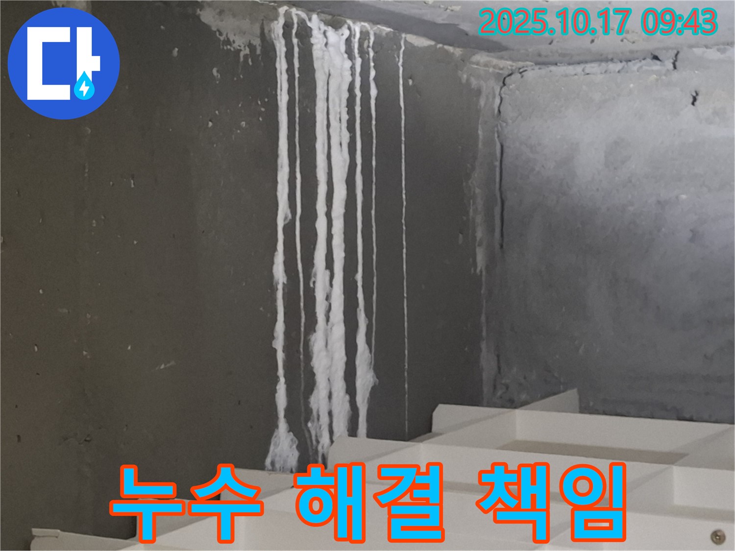 판교 봇들마을2단지 아파트 계단 석회수 누수 - 누수 해결 확실하게 책임