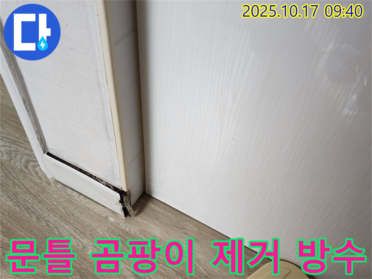 양주 누수 문제 해결 - 문틀 하단 곰팡이 제거와 완벽한 방수 작업 과정