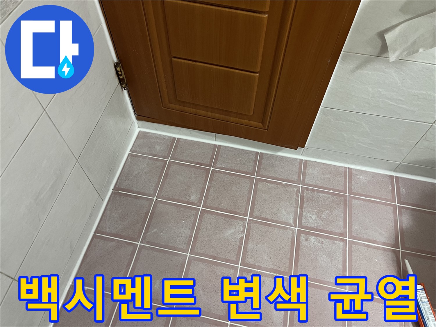금천구 독산동 형제맨션빌 욕실 - 문 주변 타일 틈새 백시멘트 변색 및 균열 점검