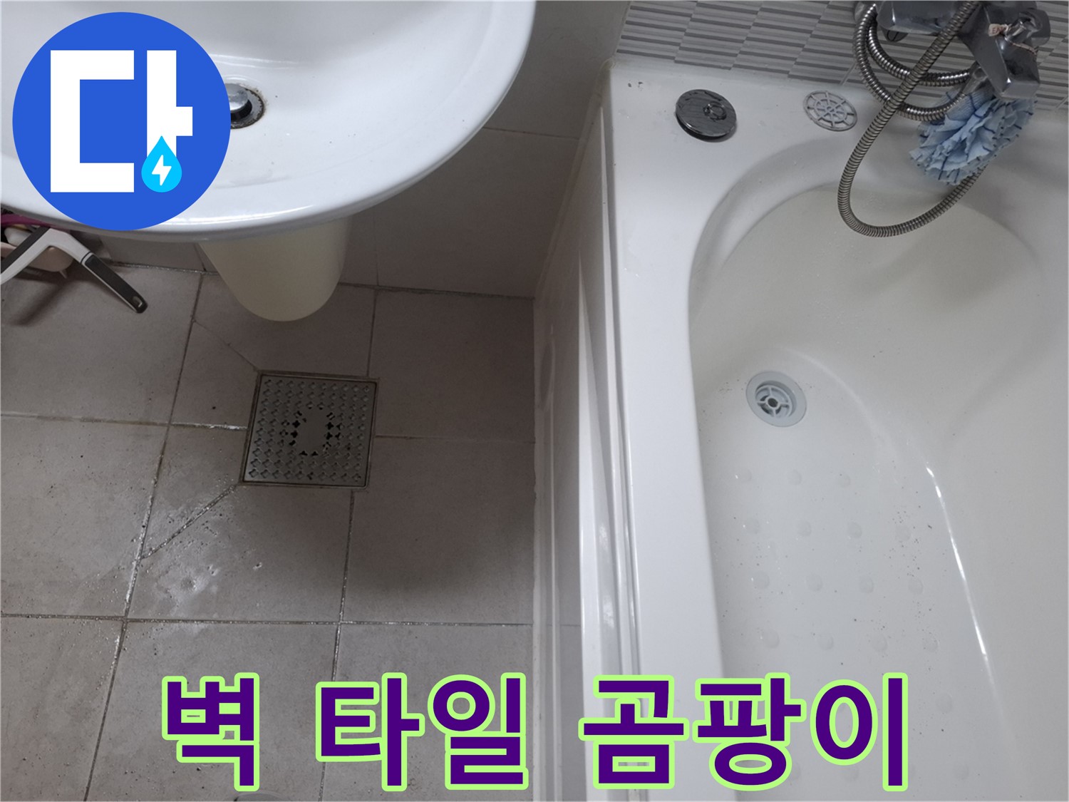 욕실 벽 타일에 곰팡이가 핀 모습 - 건강에 해로움