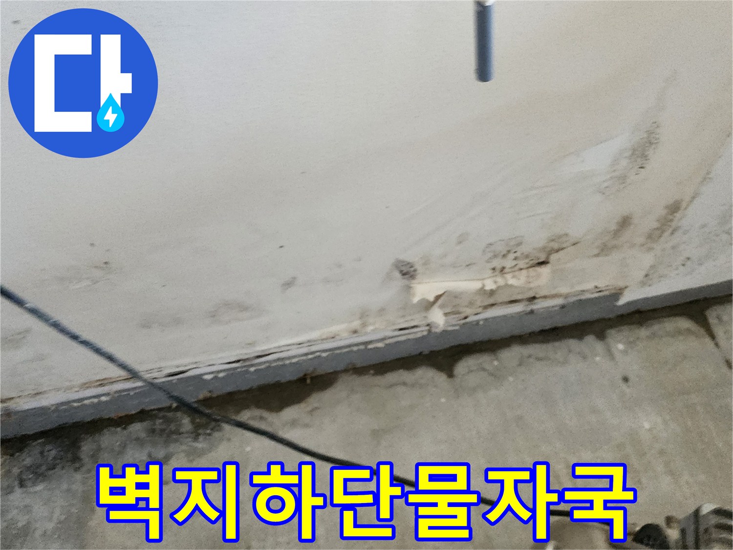 벽면 하단-습기로 인한 얼룩과 곰팡이 발생