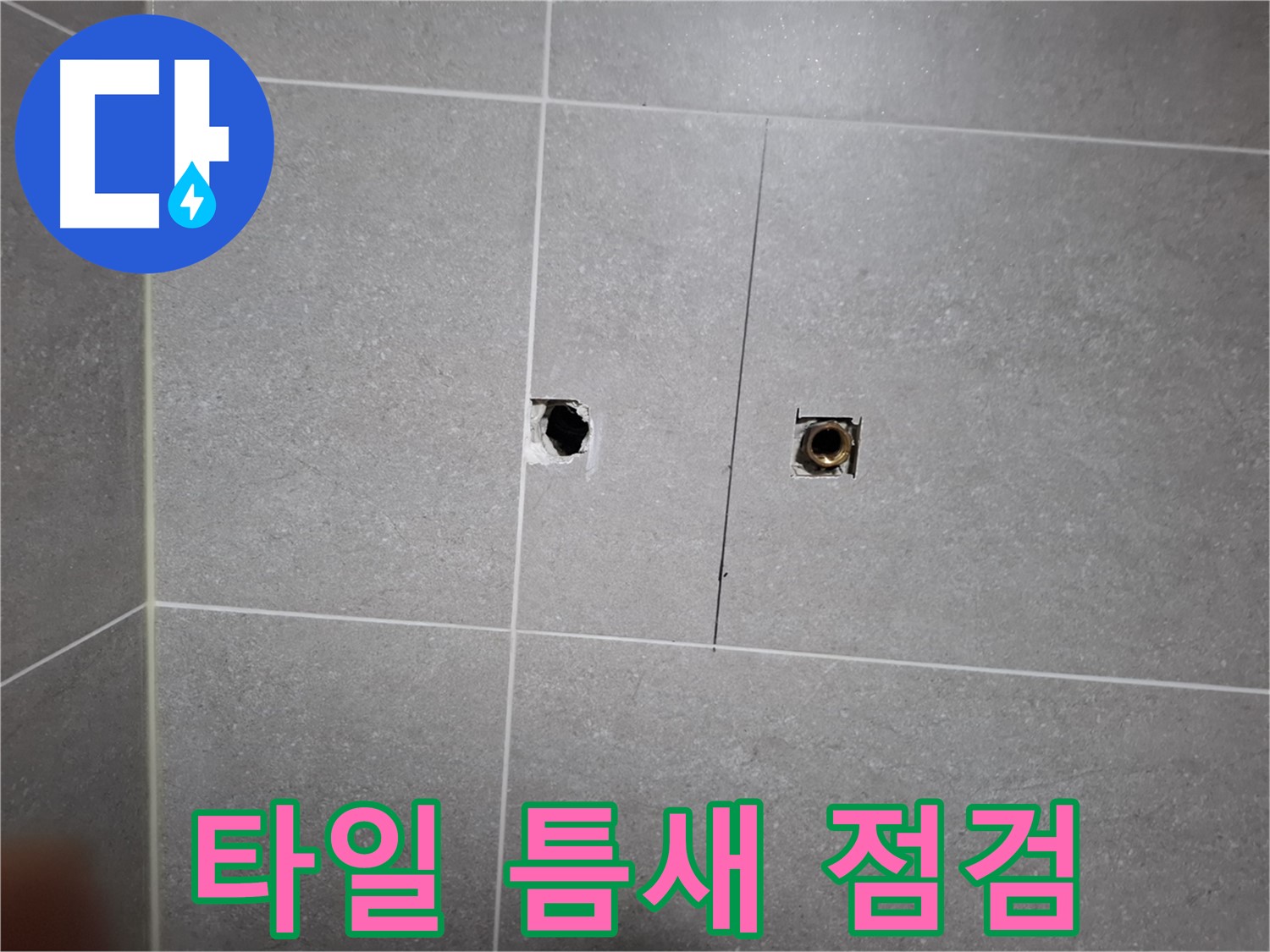 고양시 덕양구 지축동 누수 현장 - 욕실 타일 틈새를 집중적으로 점검하는 모습 - 누수 흔적을 찾습니다.