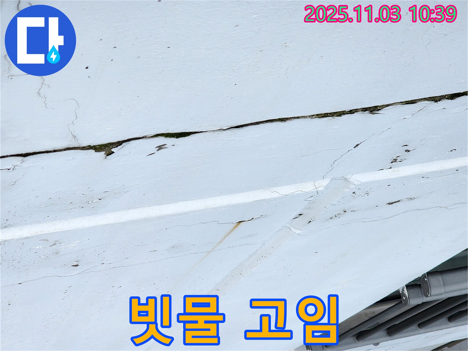 빗물 고임 - 배수 불량으로 인한 빗물 고임, 누수 원인이 될 수 있습니다.