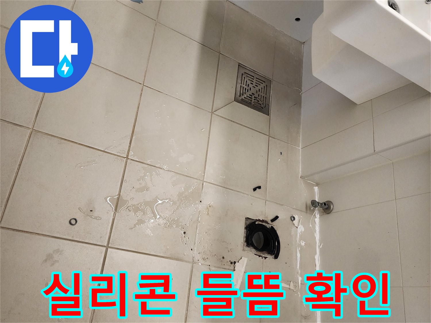 김포 사우동 욕실 배수구 주변 실리콘 들뜸 - 확인 중