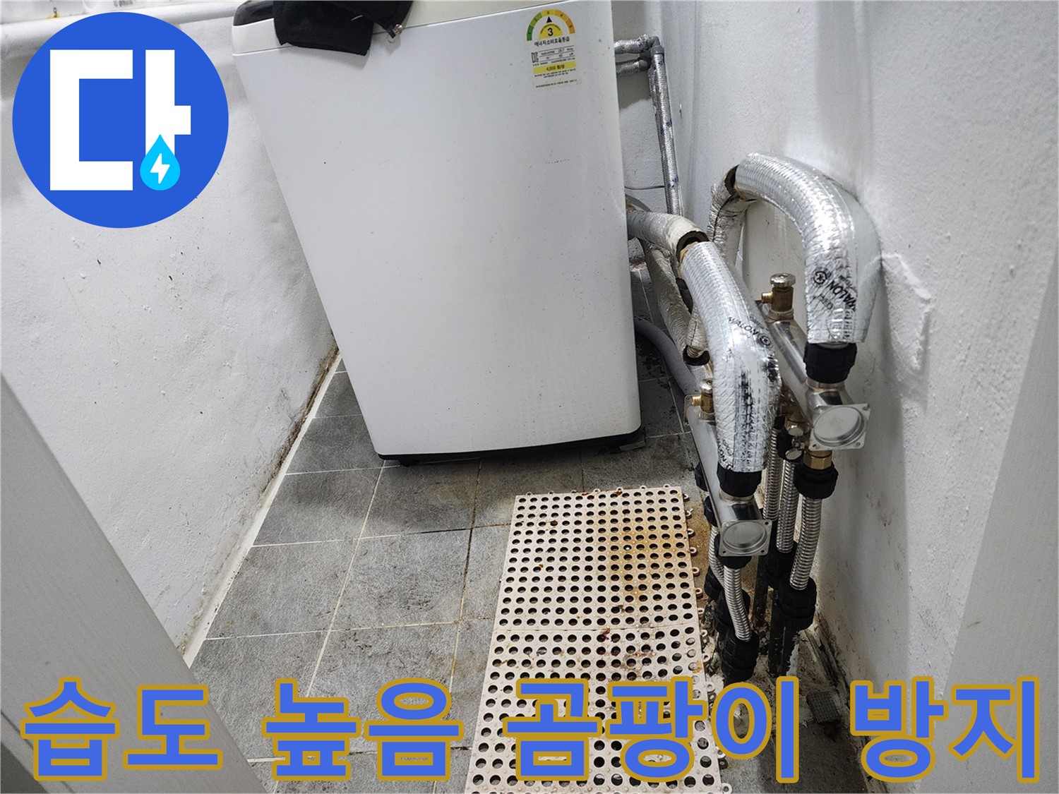 신월동 한일주택 세탁기 누수 - 세탁기 주변 습도 높음 및 곰팡이 방지