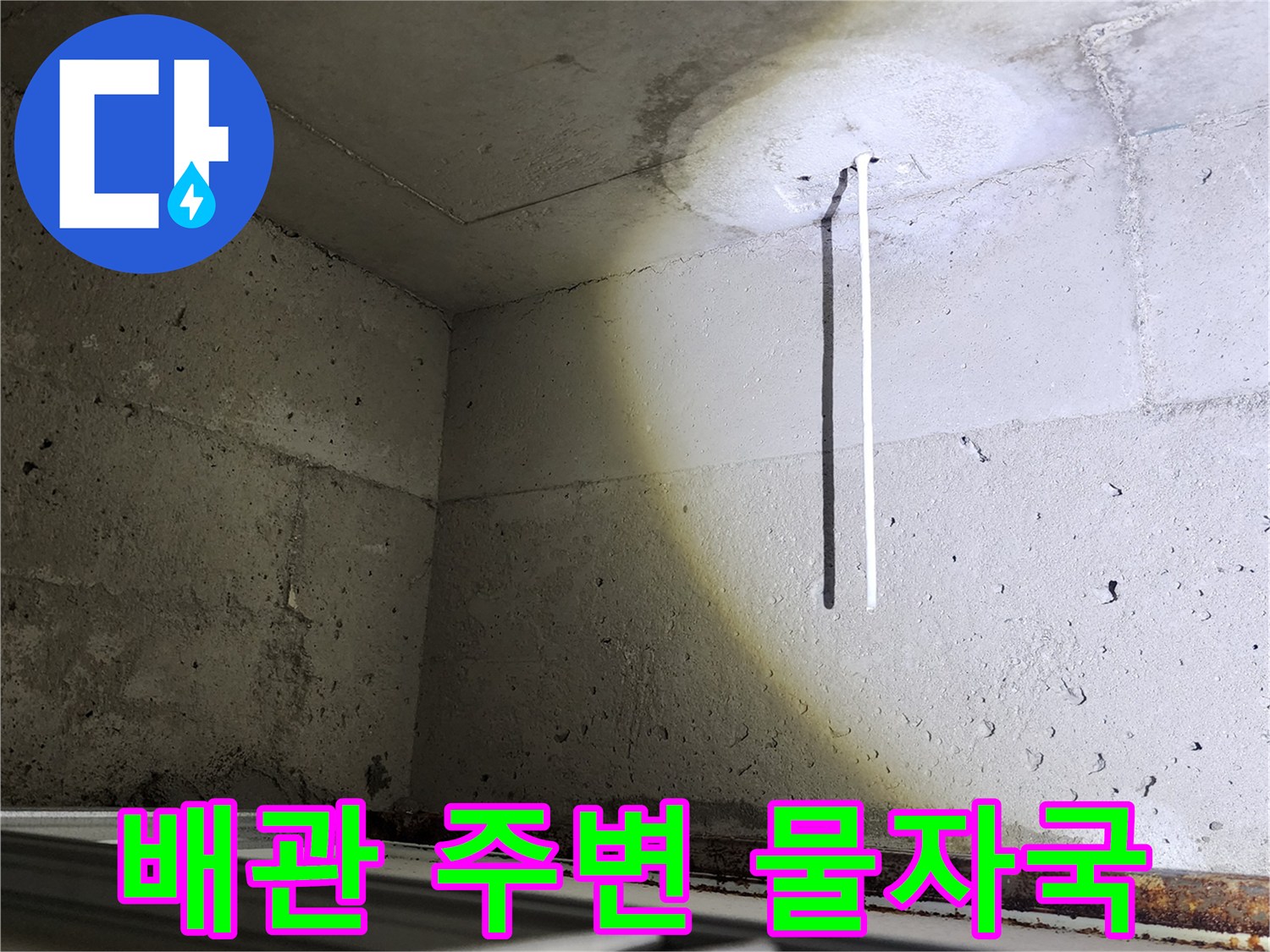 천장-내부-배관-주변의-물샘-흔적과-벽면-변색