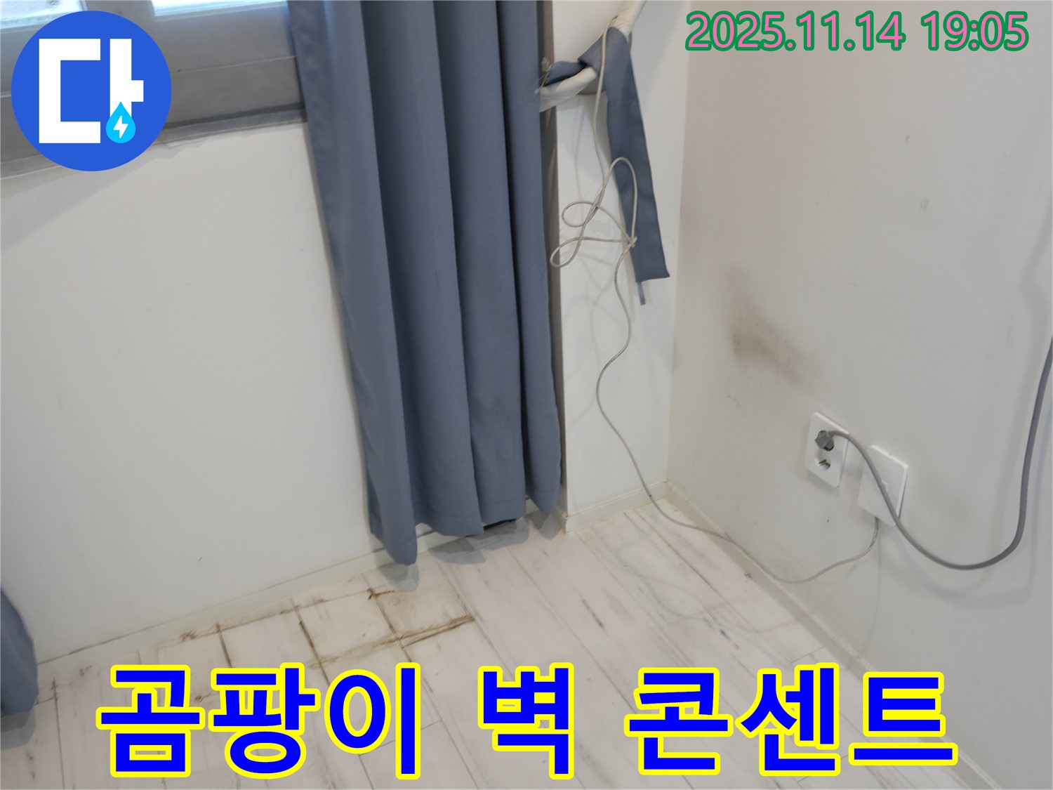 관악구 신림동 누수 - 곰팡이 핀 벽과 콘센트 - 전기 누전 위험