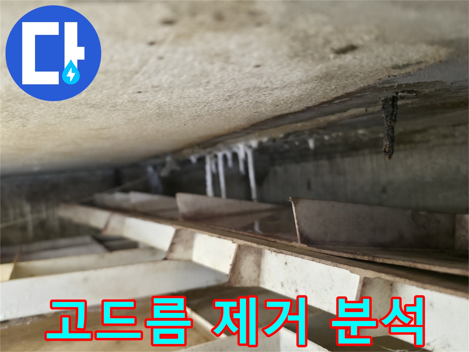 독산동 현진아트빌 슬라브 누수 - 석회수 고드름 제거 후 누수 원인을 집중적으로 분석하여 근본적인 해결책을 모색합니다.