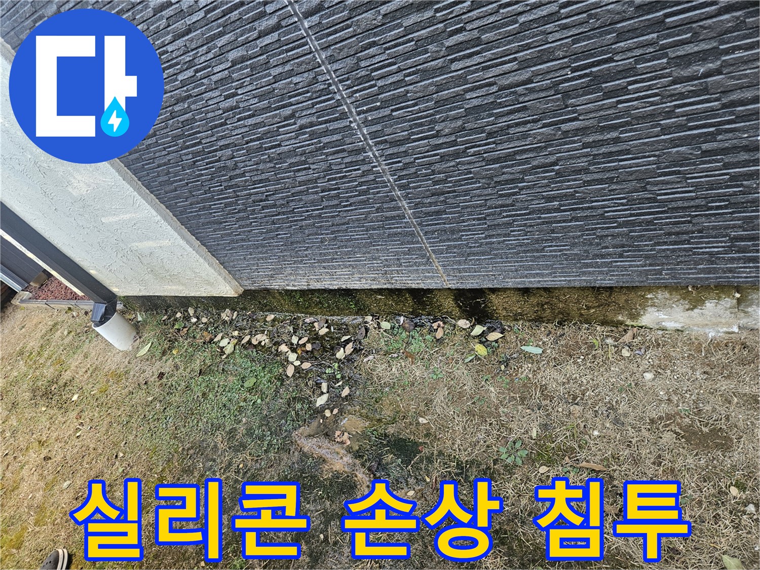 이천시 아리역로 외벽 누수 - 창틀 실리콘 손상으로 빗물 침투 - 실리콘 재시공 필요