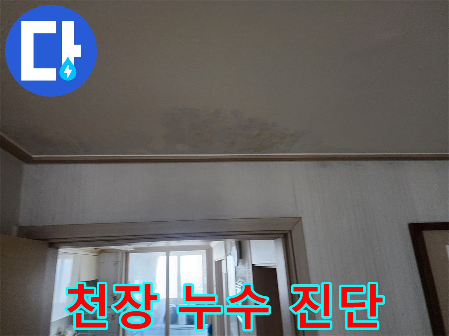 광명 철산동 두산위브 아파트 천장 누수 진단 - 누수 전문가가 천장 누수 상태를 진단하고 있습니다.