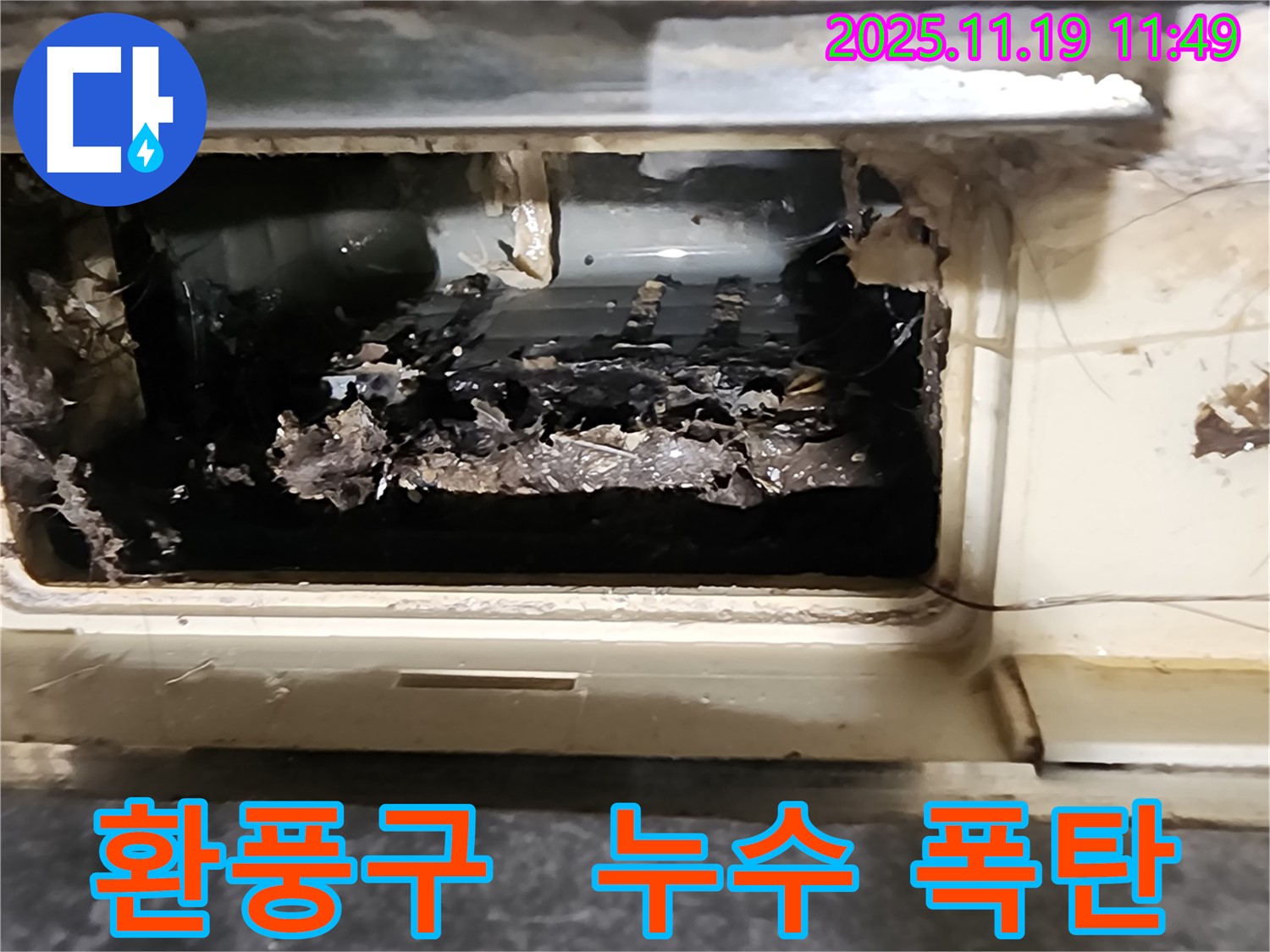 포천시 마명리에서 곰팡이 핀 환풍구가 누수 폭탄으로 변할 수 있음을 경고