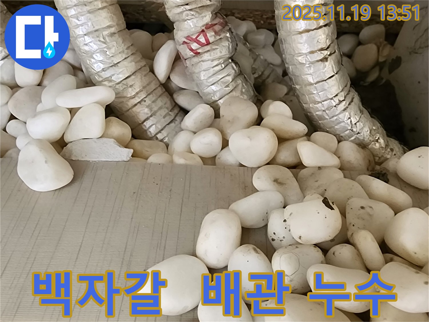 포천 내촌면 누수 - 백자갈 속에 숨겨진 배관 누수를 찾아 완벽하게 해결하고 습기 걱정을 덜어드렸습니다.
