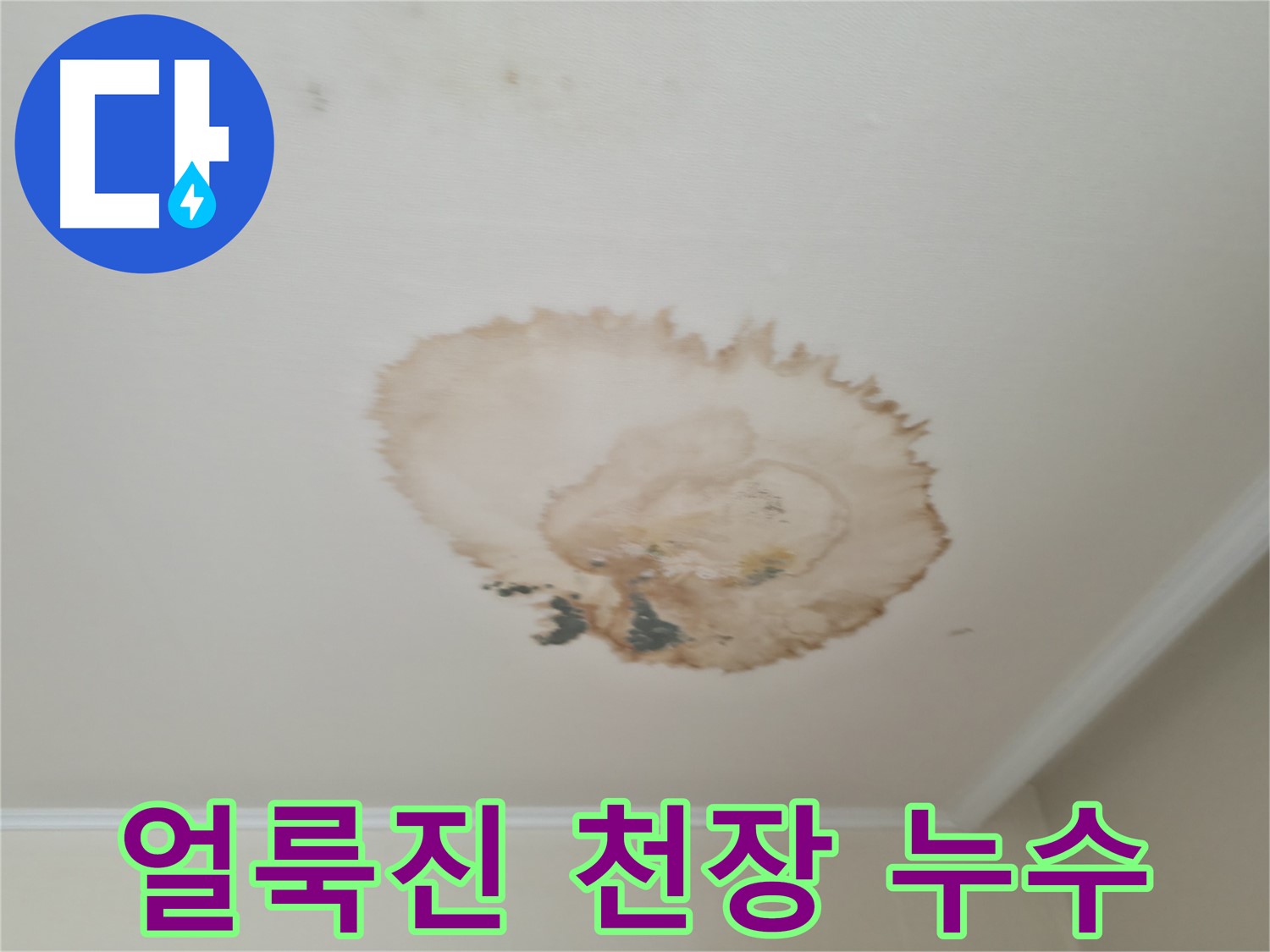 얼룩진 천장 - 누수 흔적 제거 시공 - 서대문구 누수