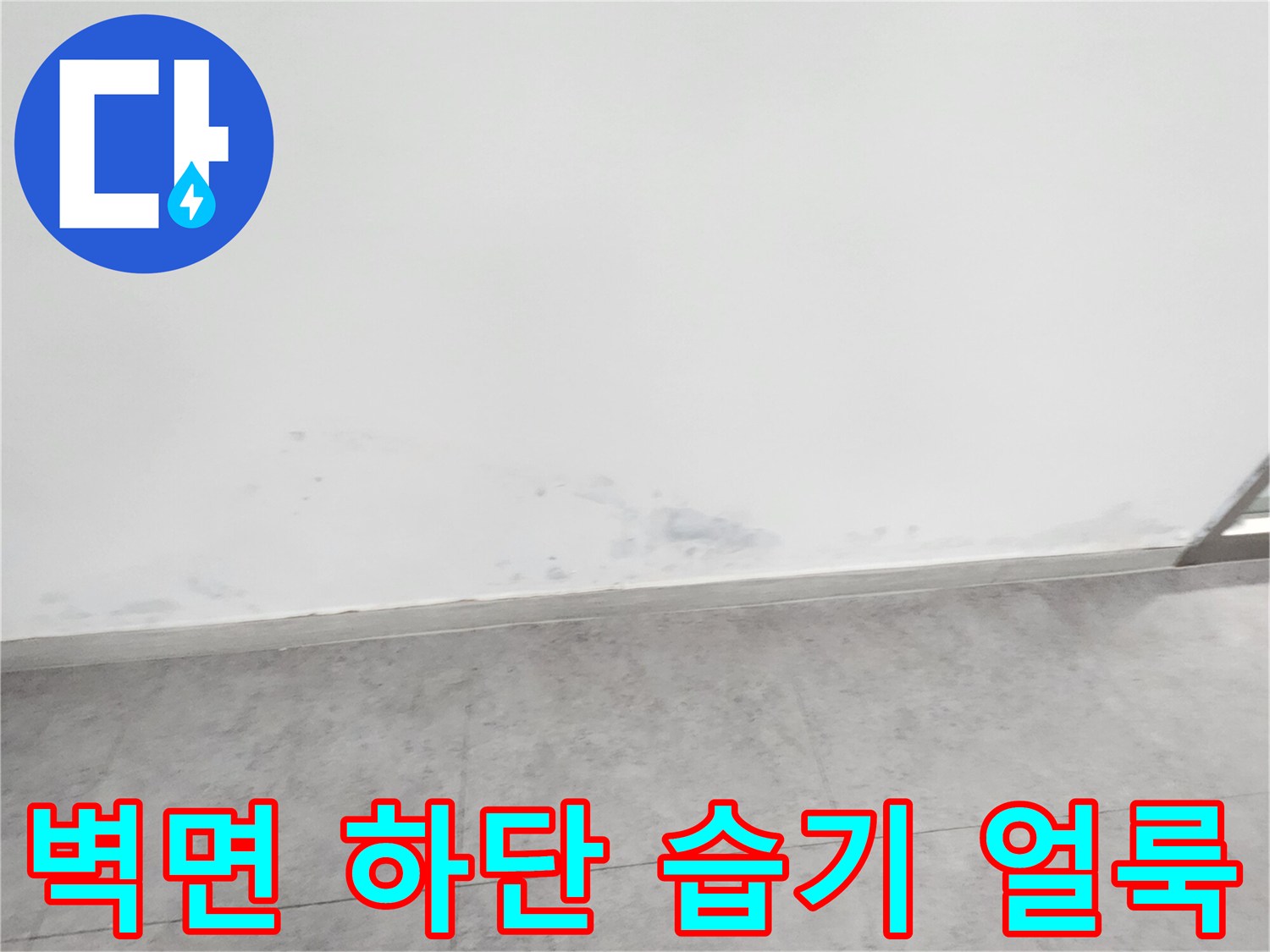신북면 상가 내부-습기로 인해 오염된 벽면 하단부