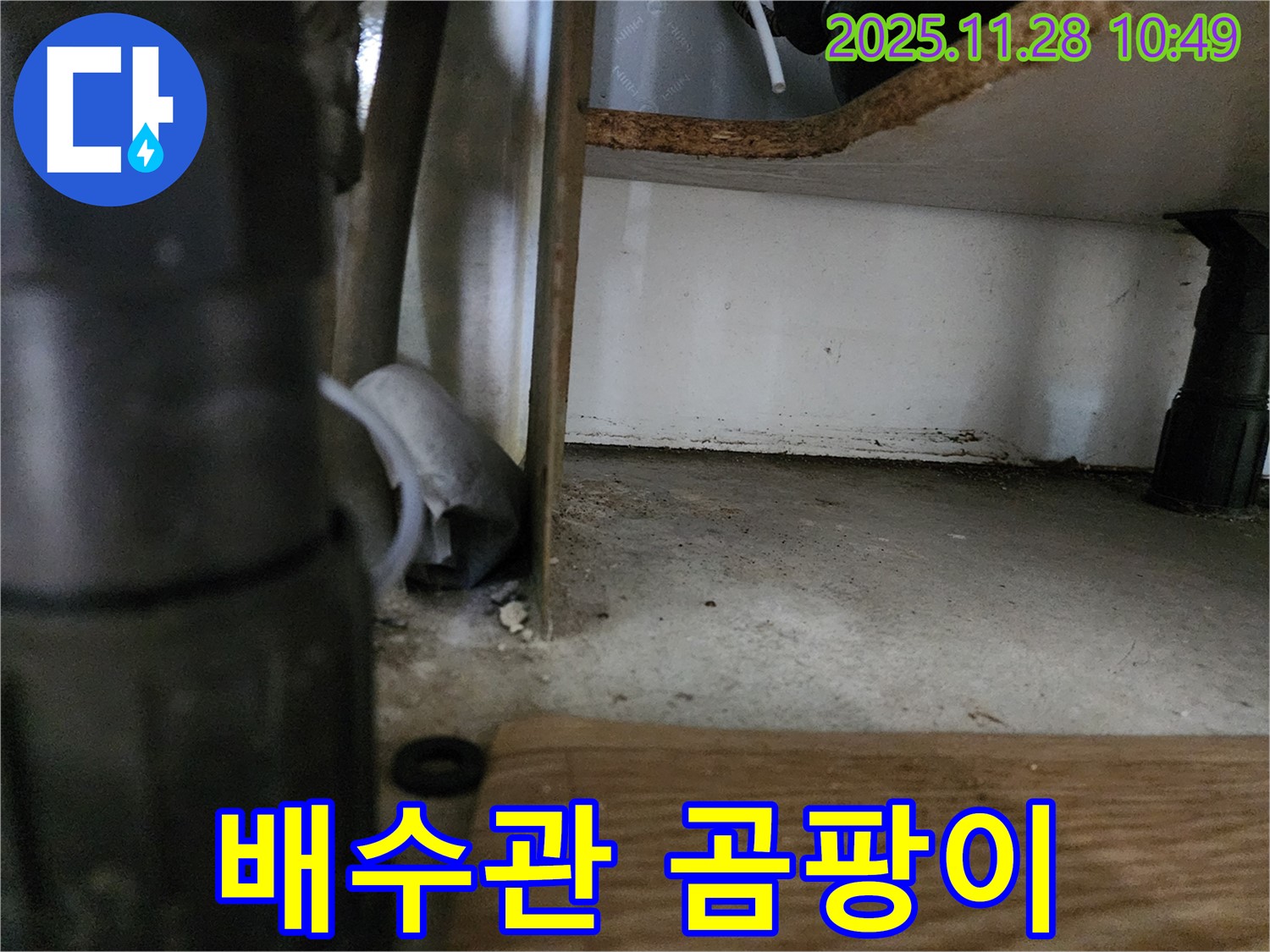 싱크대 하부 - 배수관 곰팡이, 습기 - 누수 의심