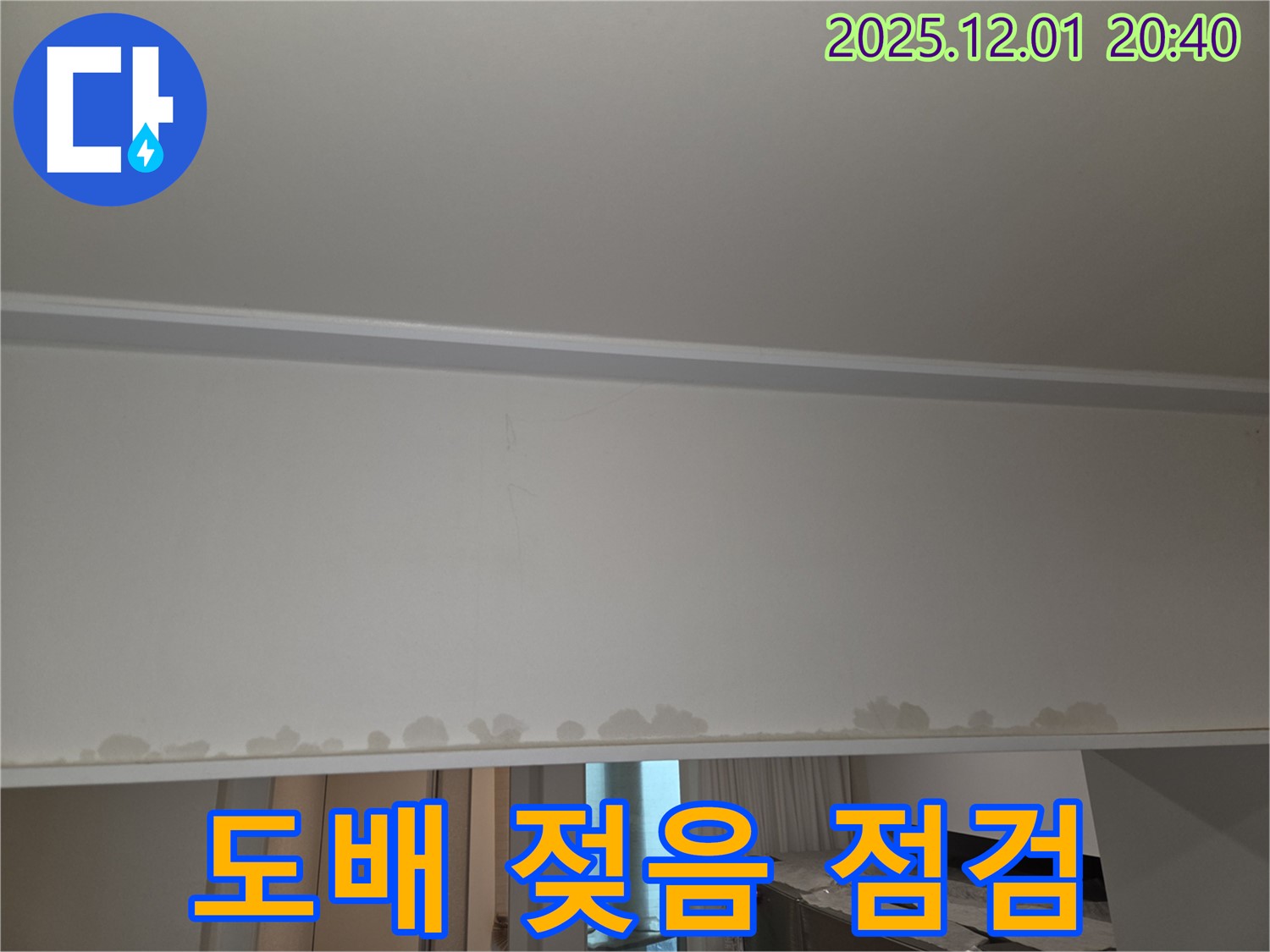 동탄 능동 누수 - 천장 도배 젖음, 모아미래도 신속 점검으로 문제 해결